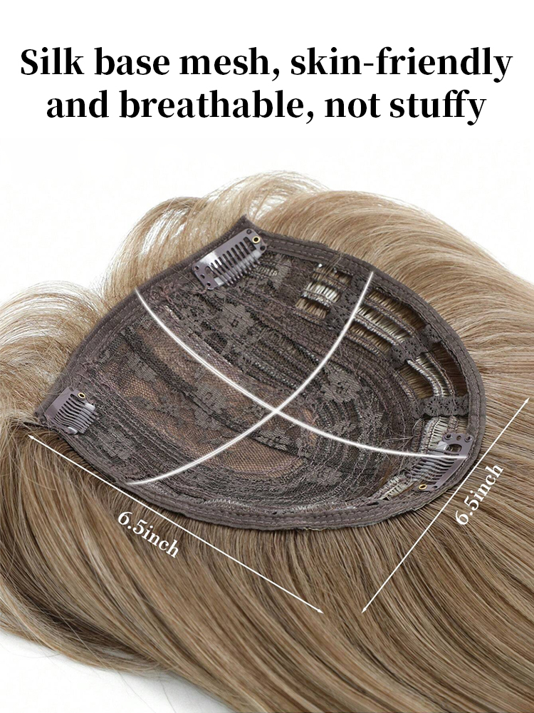 🦰Natural Lightweight Full Real Hair Headpiece Wig Piece, Cover gray hair/addition volume in 10 seconds, blends naturally without being noticeable