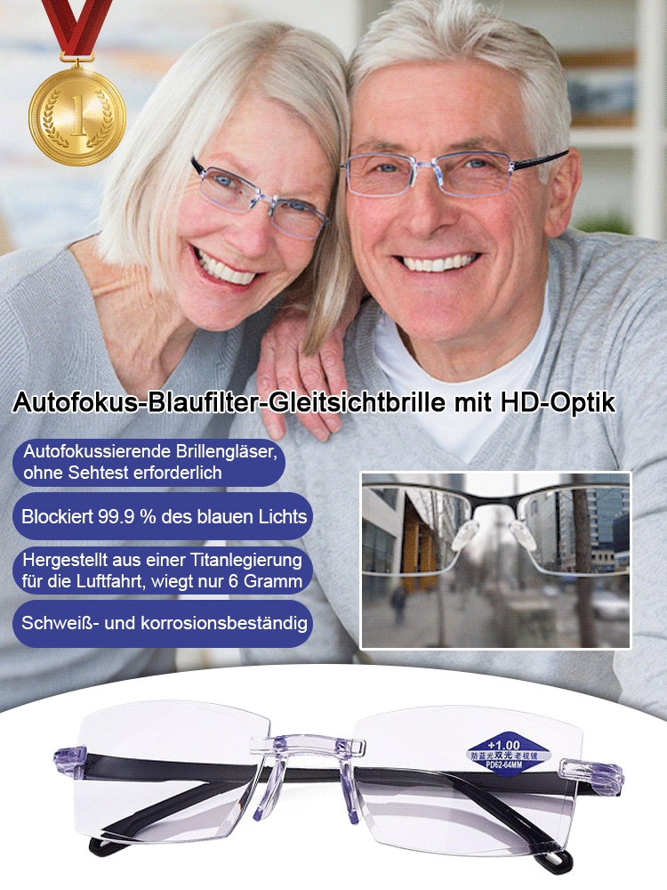 【✨️100-1000° intelligente Fokussierung】Ultraleichte und bequeme Anti-Blaulicht-Brille für Presbyopie