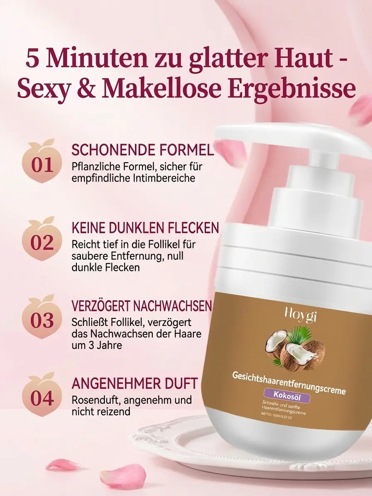 【Schmerzfreie Haarentfernung】 Pflanzenextrakt-Kokosöl-Enthaarungscreme ✨   Endlich seidig glatte Haut