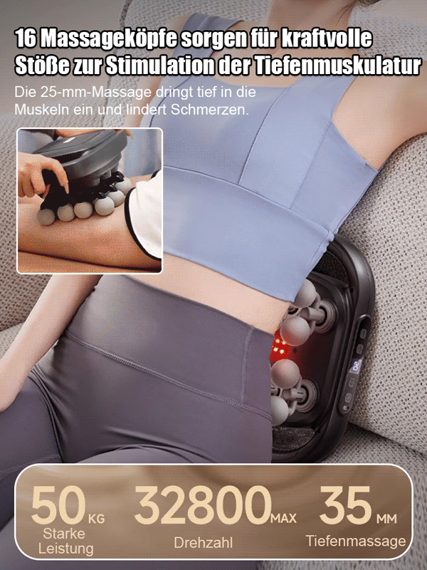 16-Kopf-Faszienpistole für kraftvolle Ganzkörpermassage mit großer Reichweite