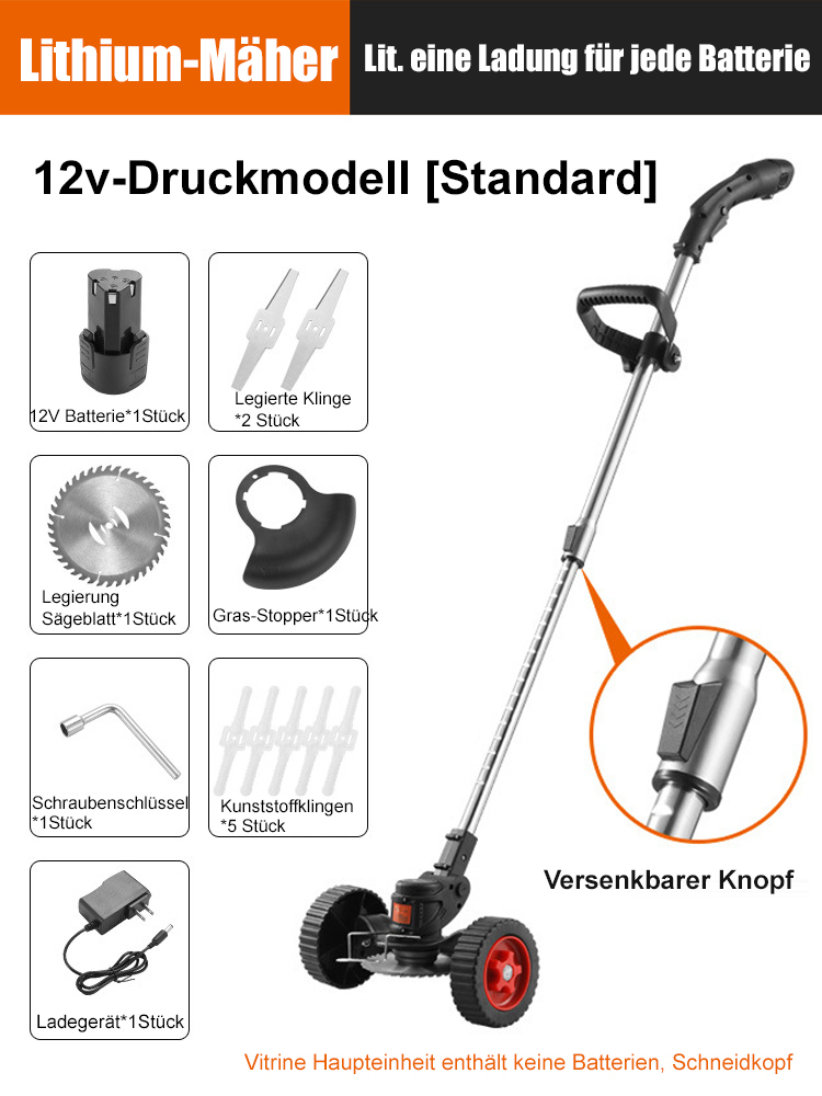 【Nicht müde Rücken】Lithium elektrische Hand-Push zweirädrigen Rasenmäher
