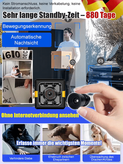 Sicherheit ohne monatliche Kosten! 🏠🛡️ Die Mini-WLAN-Kamera: 100% kabellos, in 1 Sekunde installiert. Schützen Sie Ihr Heim direkt per Smartphone – ganz ohne Abo-Gebühren!