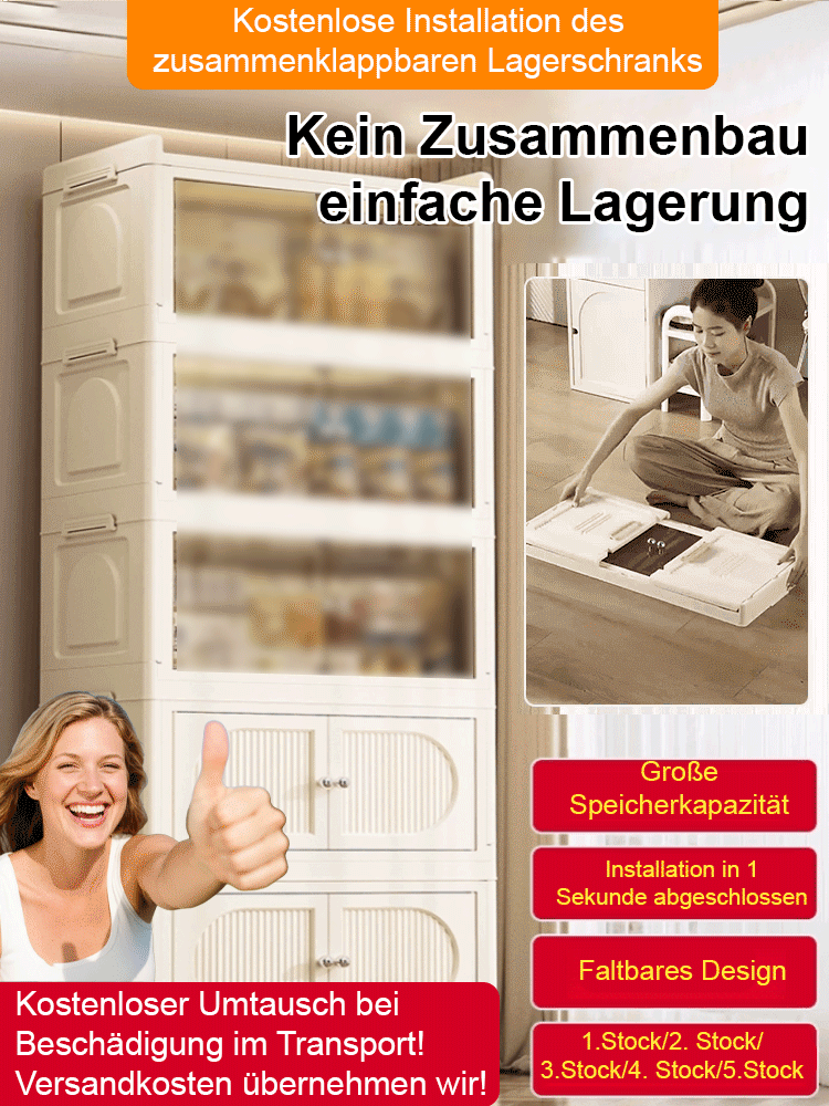  🌟【Montagefreier Faltschrank – Ihr perfekter Ordnungshelfer】In 3 Sekunden aufgeklappt ⏱️, problemlose Montage！