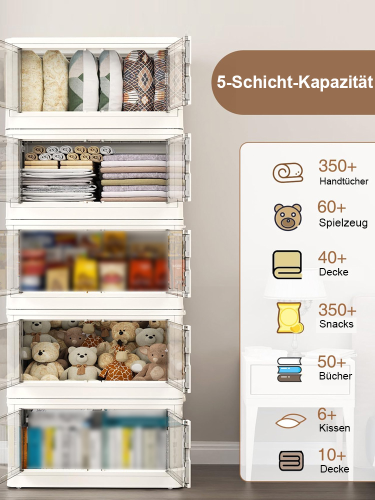  🌟【Montagefreier Faltschrank – Ihr perfekter Ordnungshelfer】In 3 Sekunden aufgeklappt ⏱️, problemlose Montage！