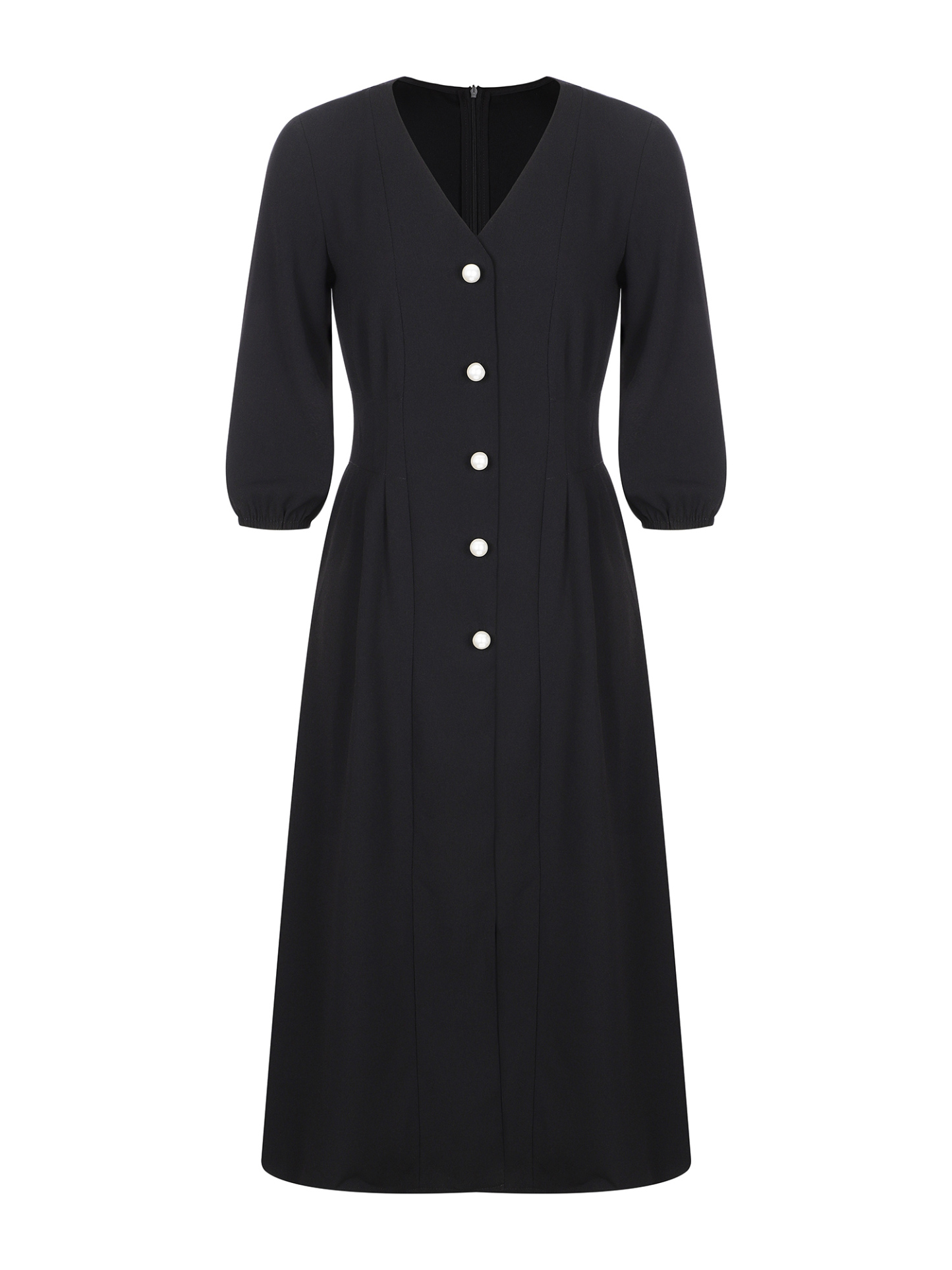 LAPA Women's Elegant V-Neck Midi Dress Party Dress Half Sleeve Autumn 