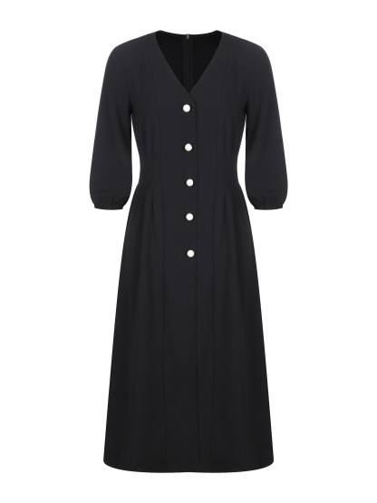 LAPA Women's Elegant V-Neck Midi Dress Party Dress Half Sleeve A-Line Dress