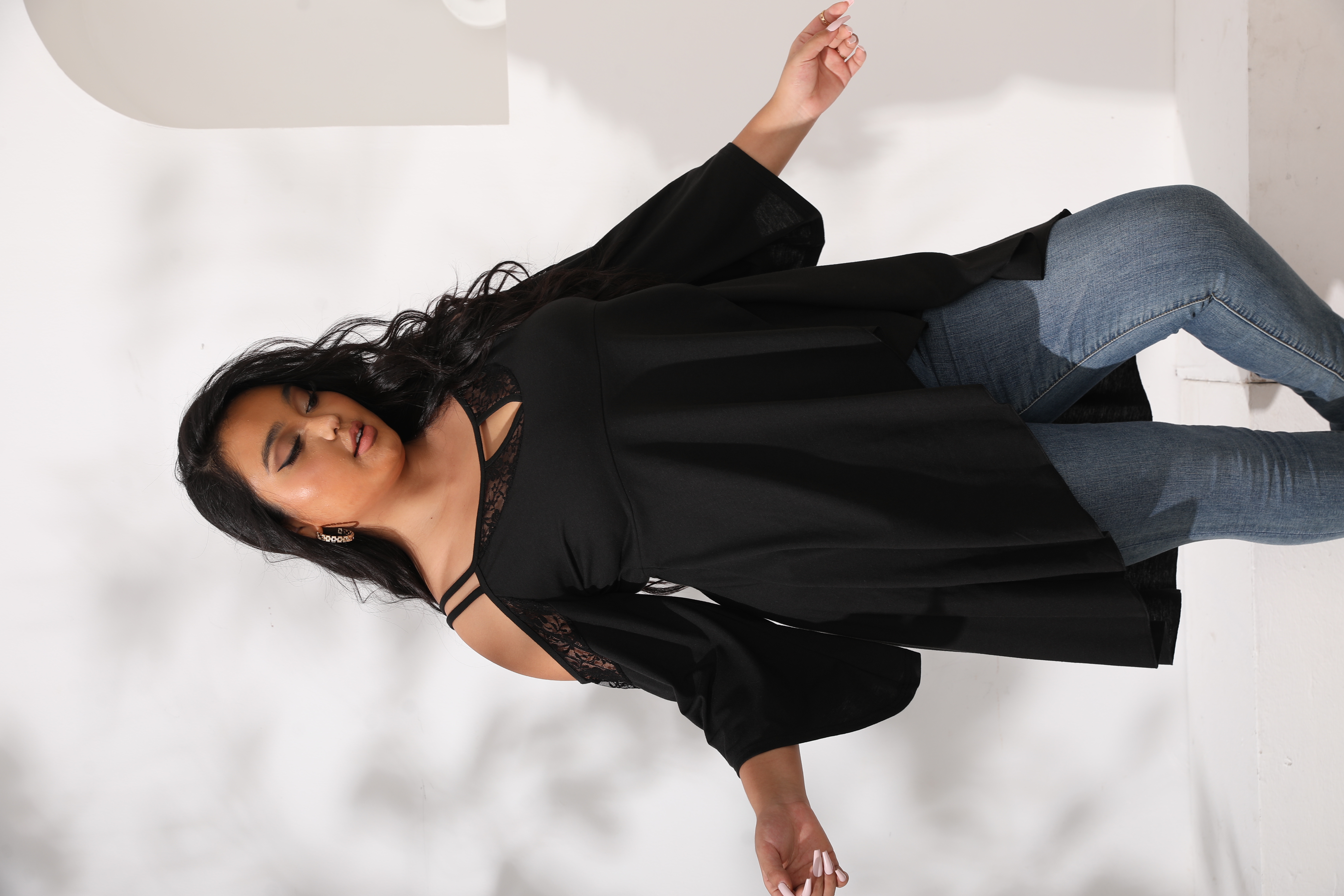 Women's Plus Size Cut Out Cold Shoulder Long Sleeve Asymmetrical Hem Tee Shirts