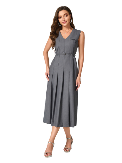 LAPA Women's V-Neck Sleeveless Midi Dress A-Line Dress Elegant Party Dress