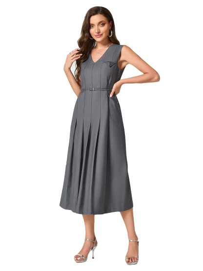 LAPA Women's V-Neck Sleeveless Midi Dress A-Line Dress Elegant Party Dress