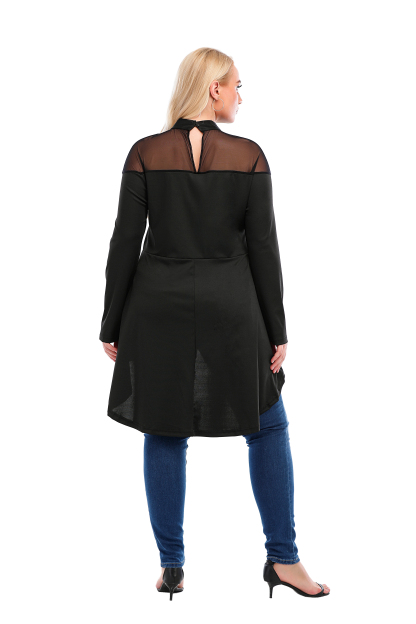 Women's Babydoll Tops Crew Neck Long Sleeve Shirts Ruffled Waist Tops Flowy Work Casual Shirts