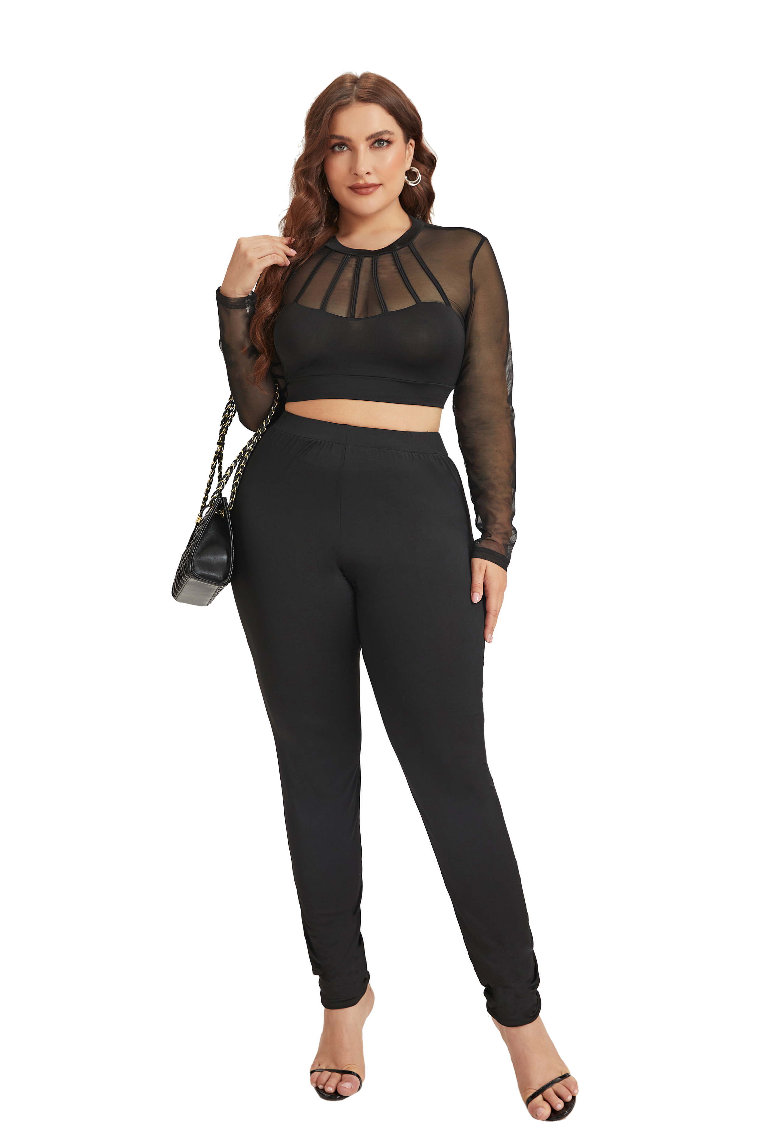 Women's Sexy Mesh Long Sleeve Tops for Women Mock Neck See Through Fitted Sexy Going Out Top
