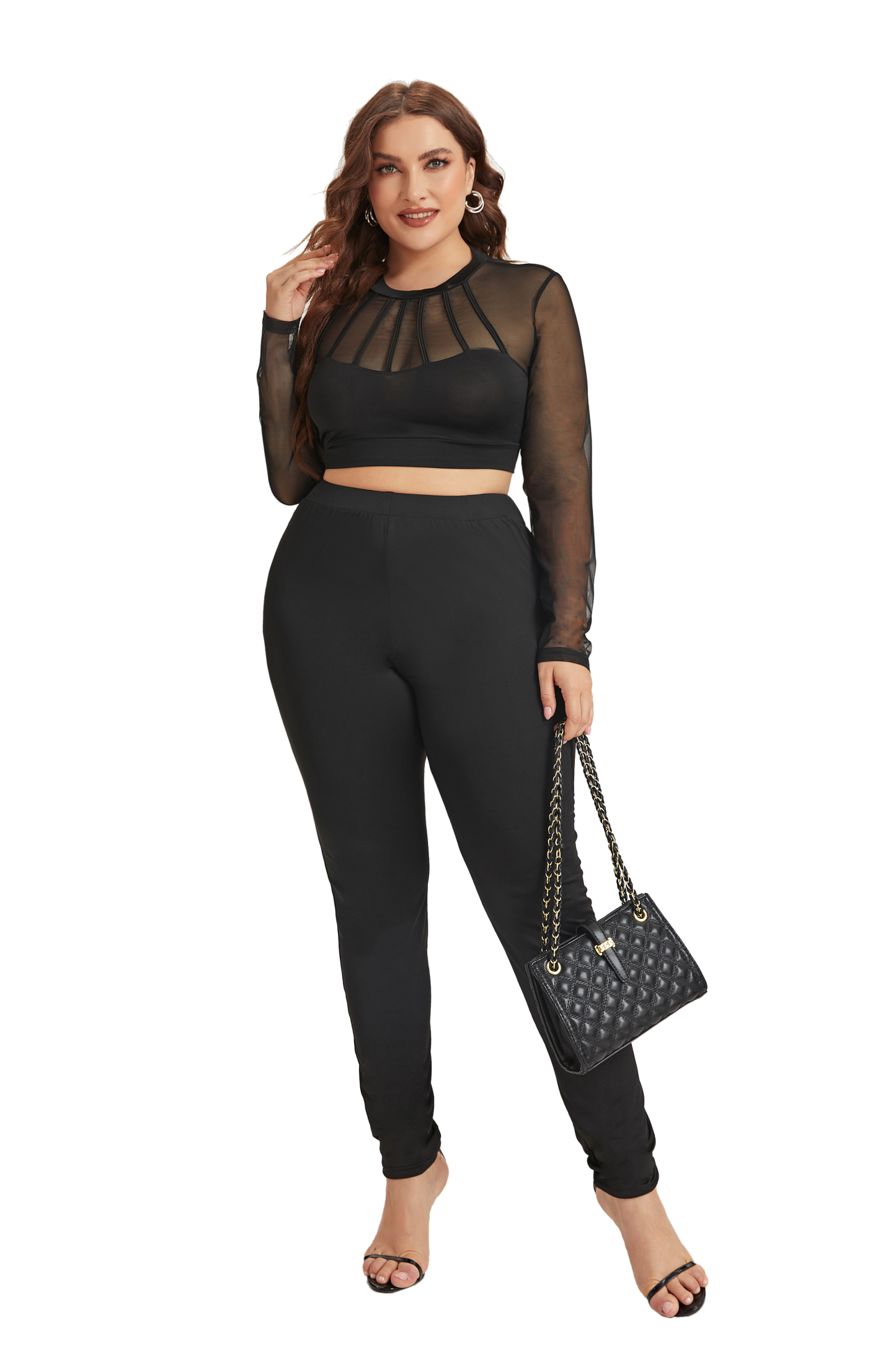 Women's Sexy Mesh Long Sleeve Tops for Women Mock Neck See Through Fitted Sexy Going Out Top