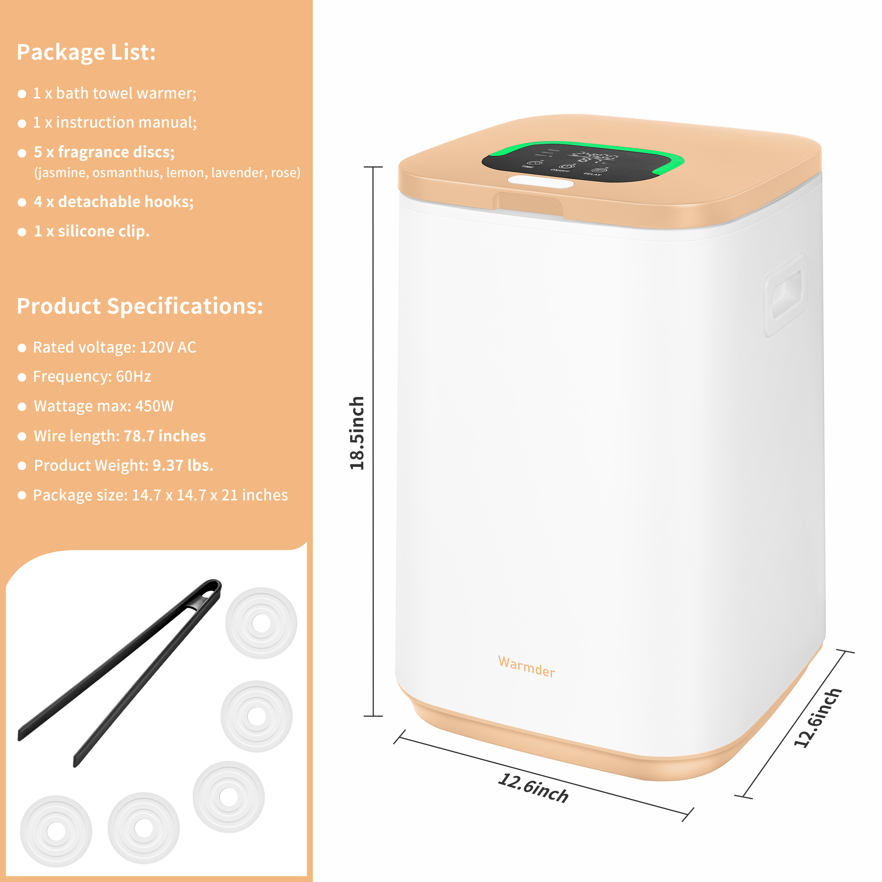 Towel Warmer for Bathroom, 26L Luxury Towel Warmer Bucket with LED Display, 3 Heating Modes, Delay Time Up to 24 Hours, Child Lock, Hot Towel Heater - Peach Fuzz