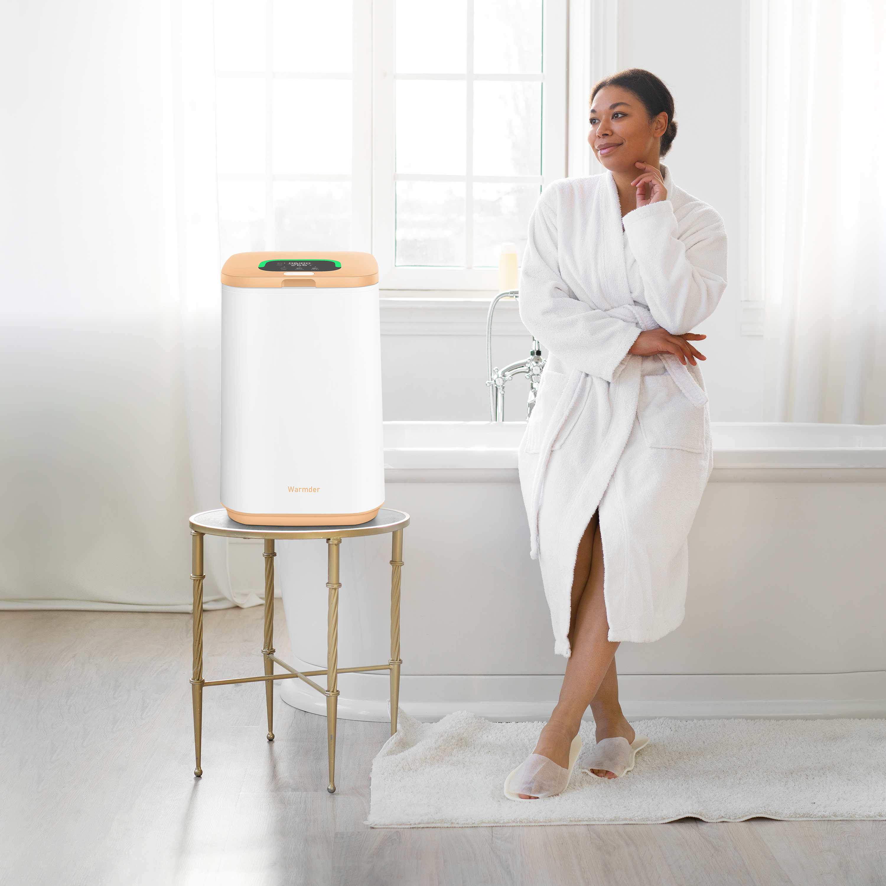 Towel Warmer for Bathroom, 26L Luxury Towel Warmer Bucket with LED Display, 3 Heating Modes, Delay Time Up to 24 Hours, Child Lock, Hot Towel Heater - Peach Fuzz