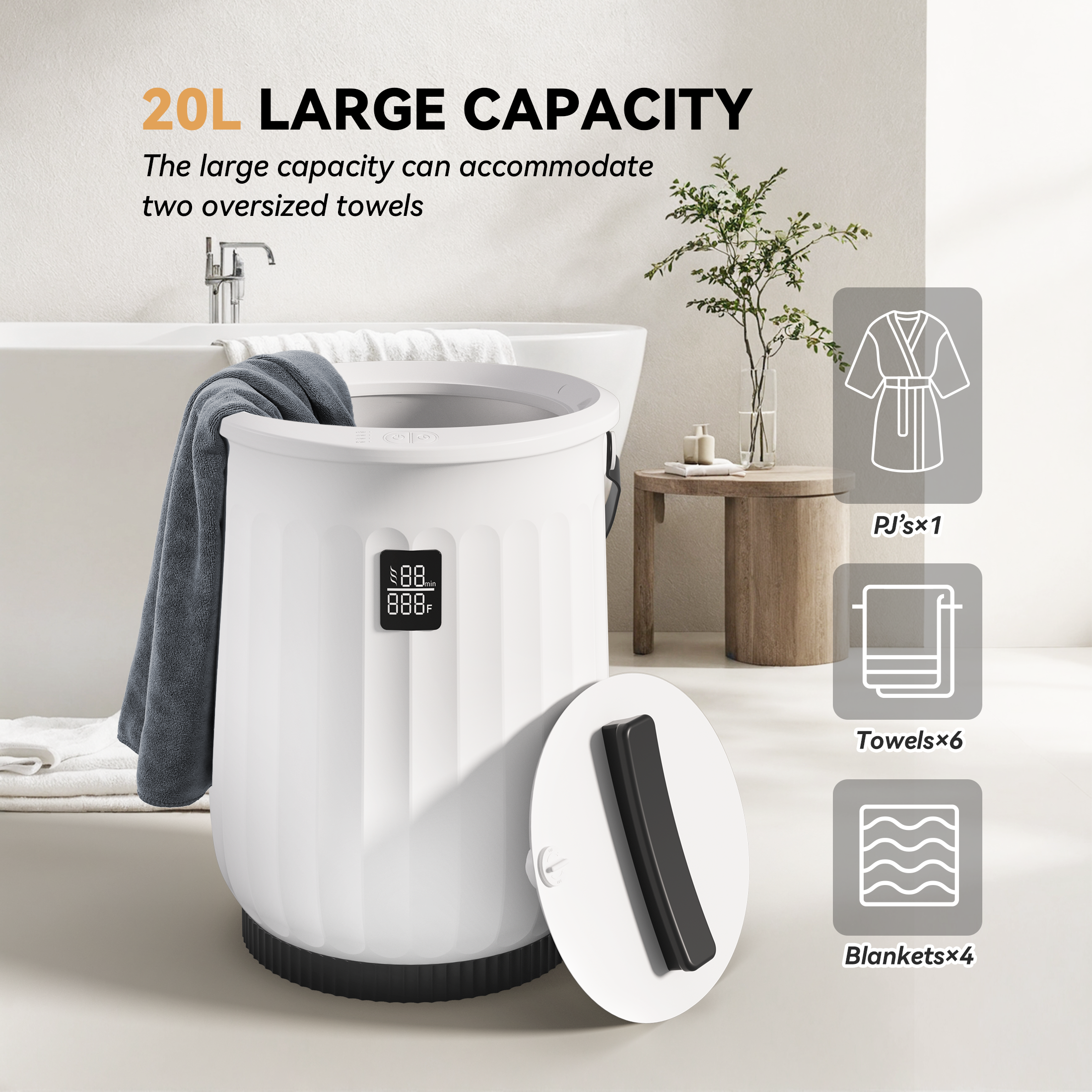 Towel Warmer for Bathroom 20L - Black