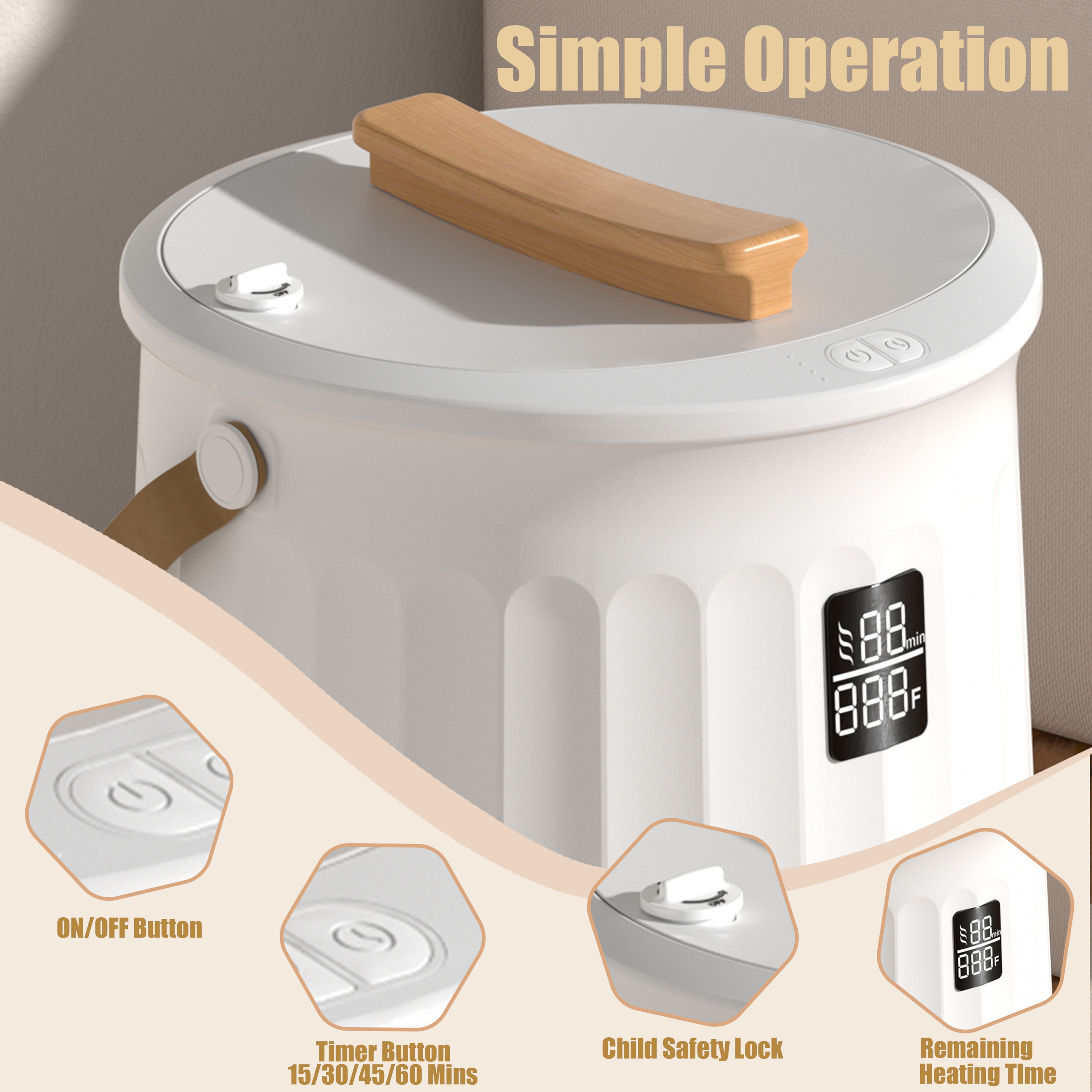 Towel Warmer 20L,  Fits Up to Two 40"X70" Oversized Towels Auto Shut Off, Ajustable Timer, Child Safety Lock