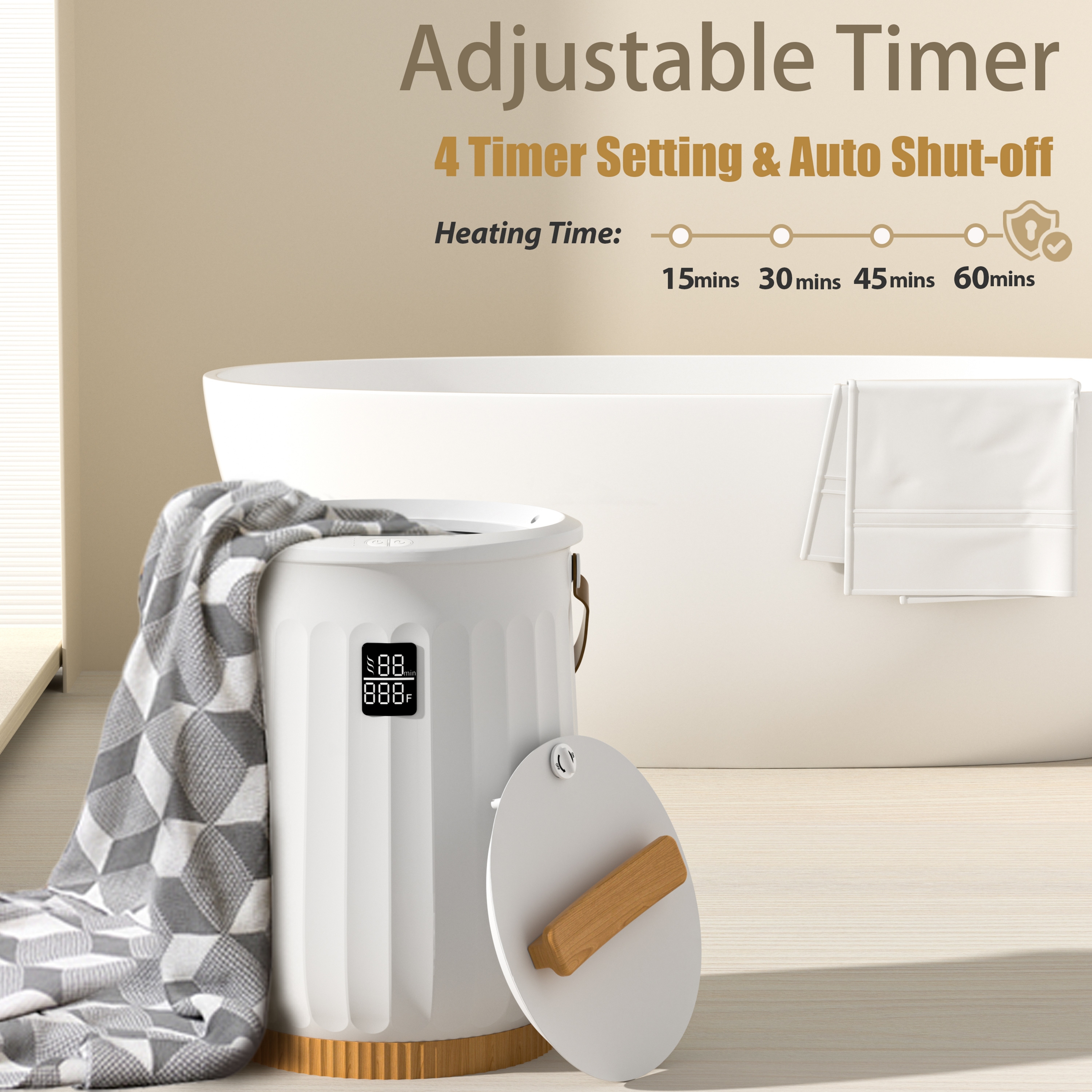 Towel Warmer 20L,  Fits Up to Two 40"X70" Oversized Towels Auto Shut Off, Ajustable Timer, Child Safety Lock