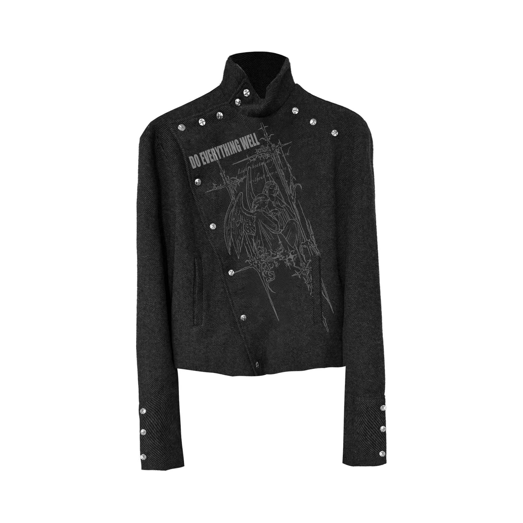 DETWONLINE™Rivet-decorated button placket jacket