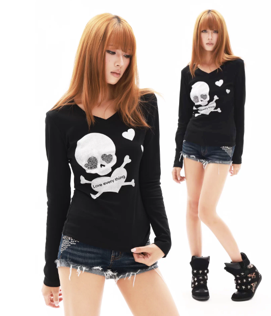 DETWONLINE™Black‑Women’s / Skull Hot‑Fix Rhinestone