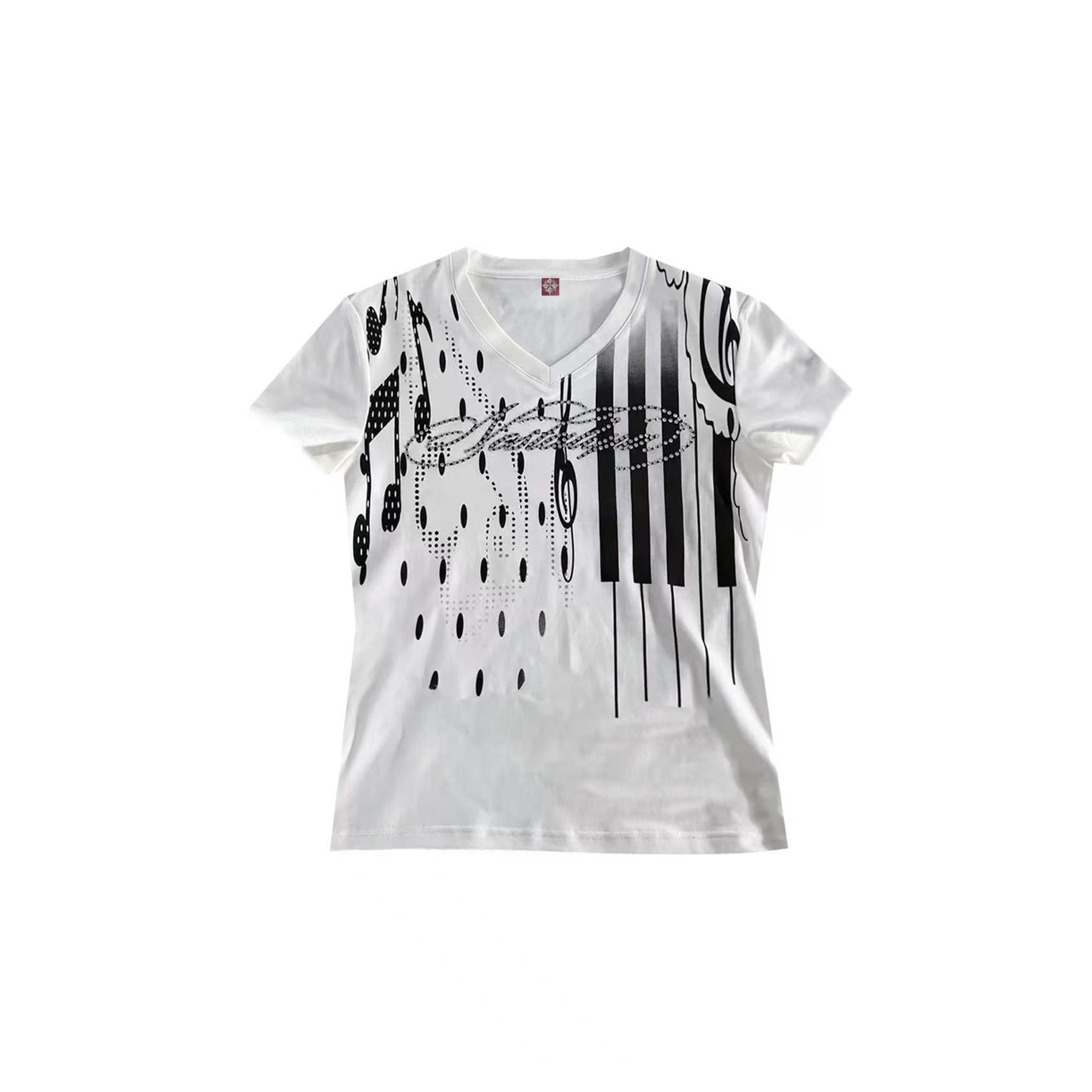 DETWONLINE™Elegant Rhinestone Letter Cross V-Neck Casual Top