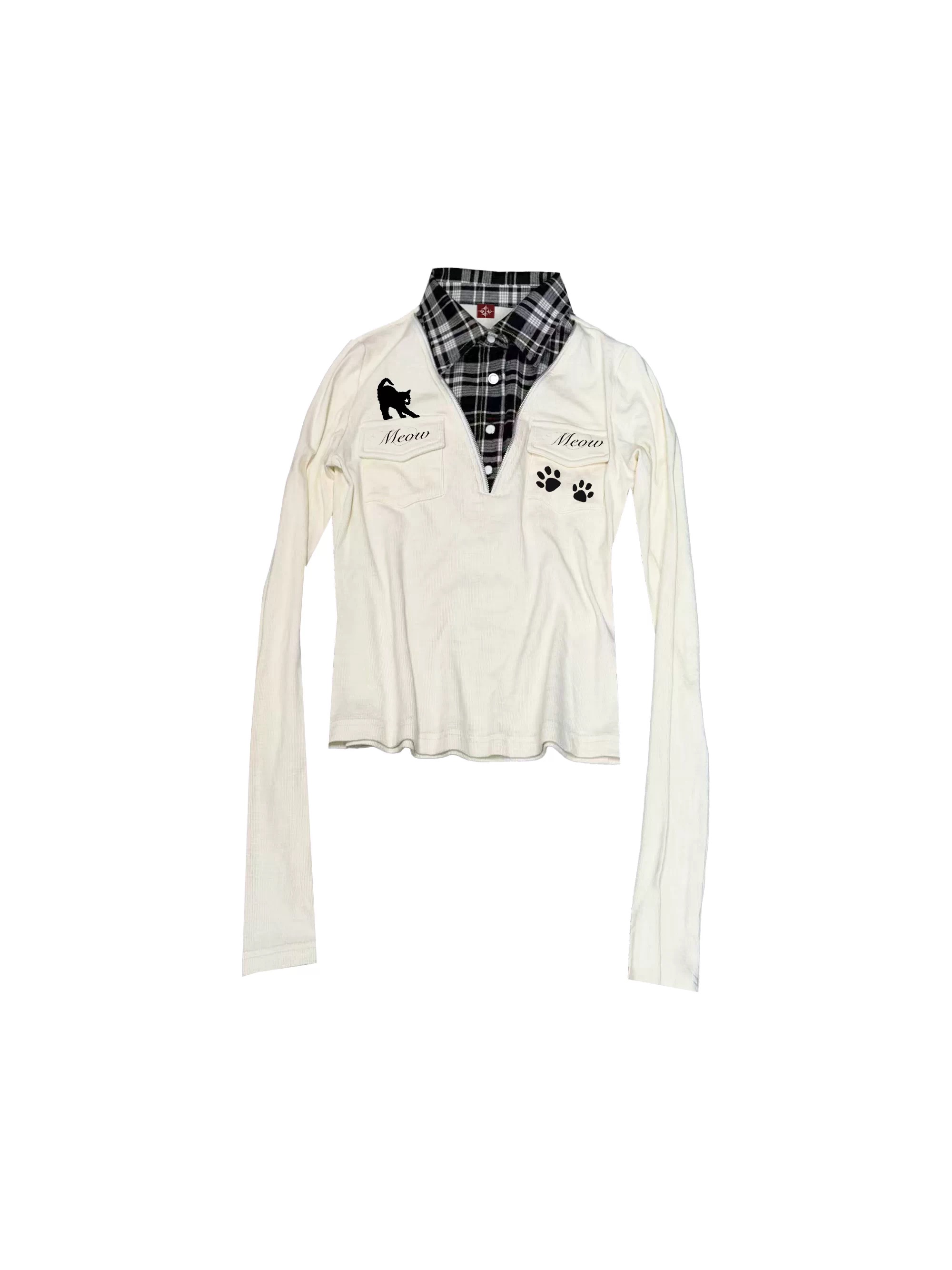 DETWONLINE™"Cat"Fake Two‑Piece Polo Shirt