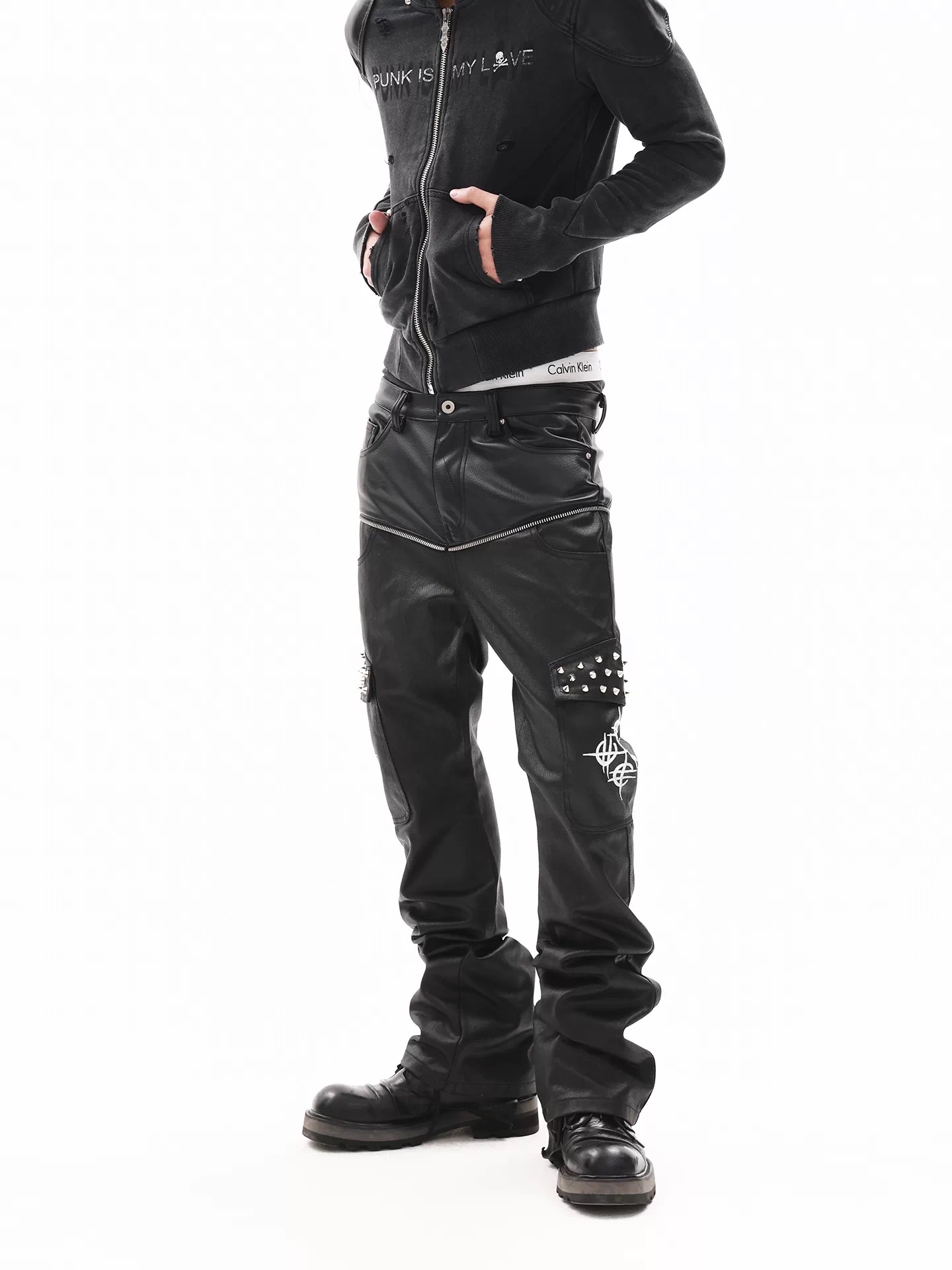 DETWONLINE™"Dark Noir"14‑oz Street Stacked Jeans