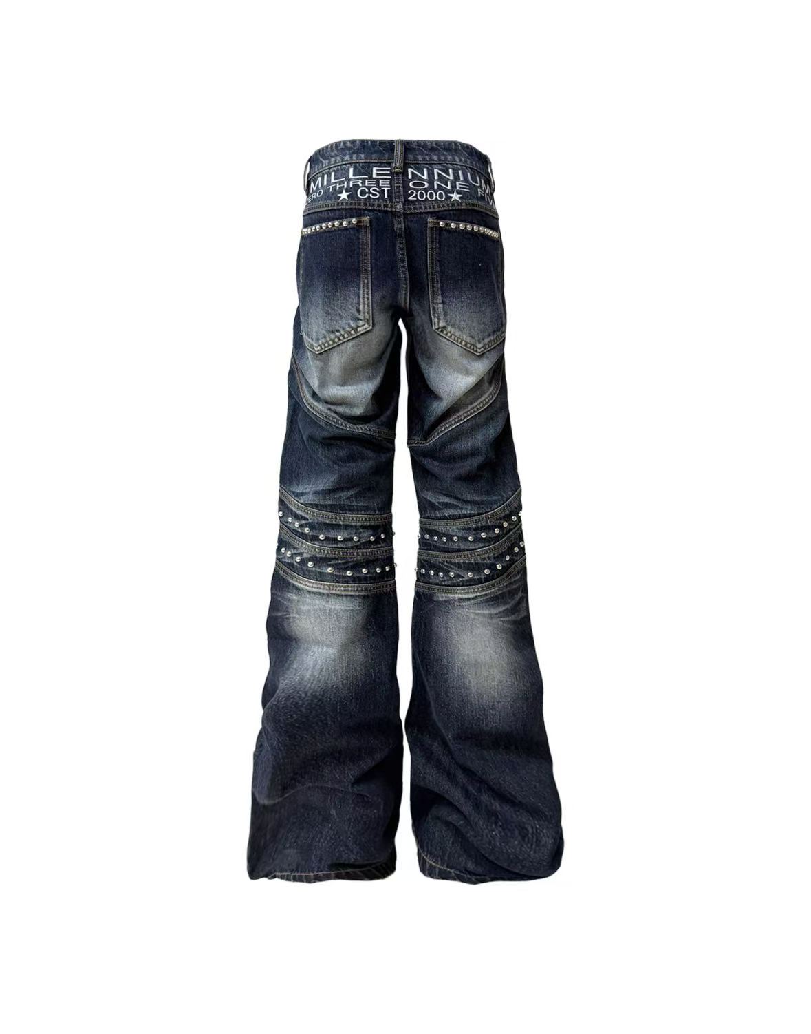 DETWONLINE™Biker Punk Rivet Vintage Washed Flared Jeans