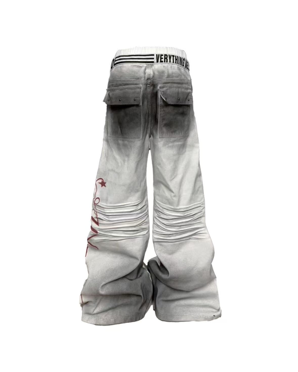 DETWONLINE™Ruins White Ink Double Waist Jeans