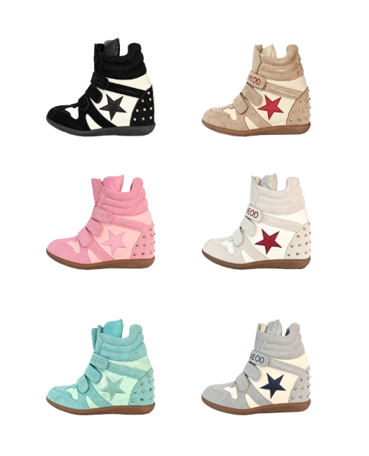 DETWONLINE™"Candy" Series Retro Y2K Cyber Colorful High Top Thick Sole Platform Wedge Sneakers, Unisex