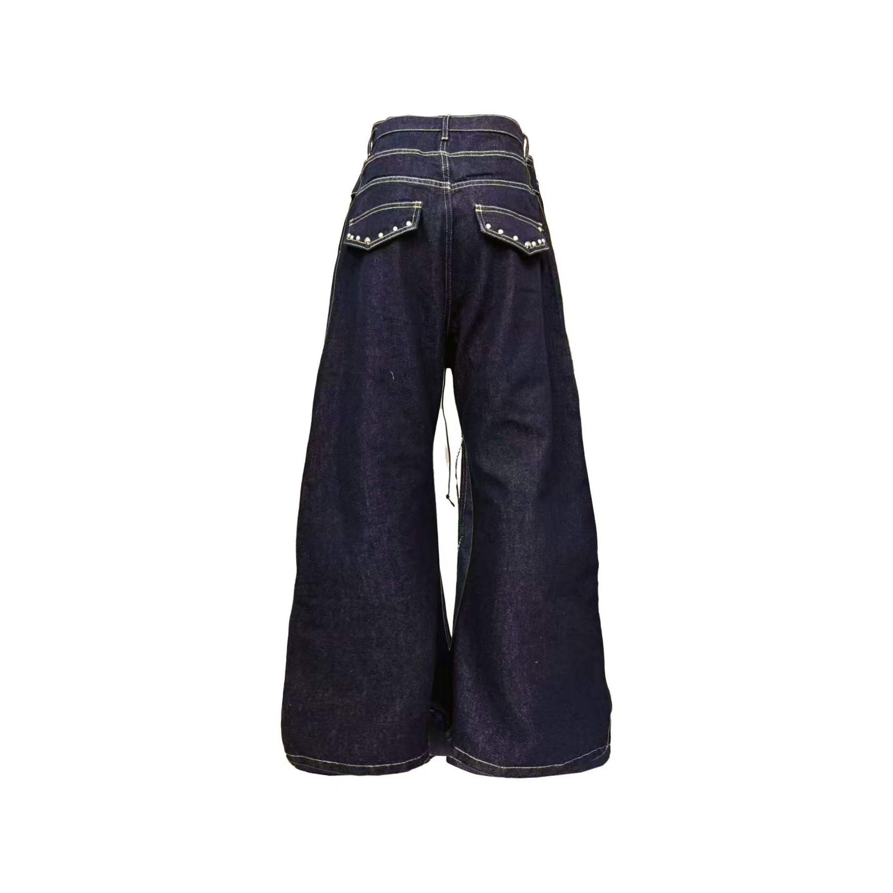 Double - Waistband Drawstring Jeans