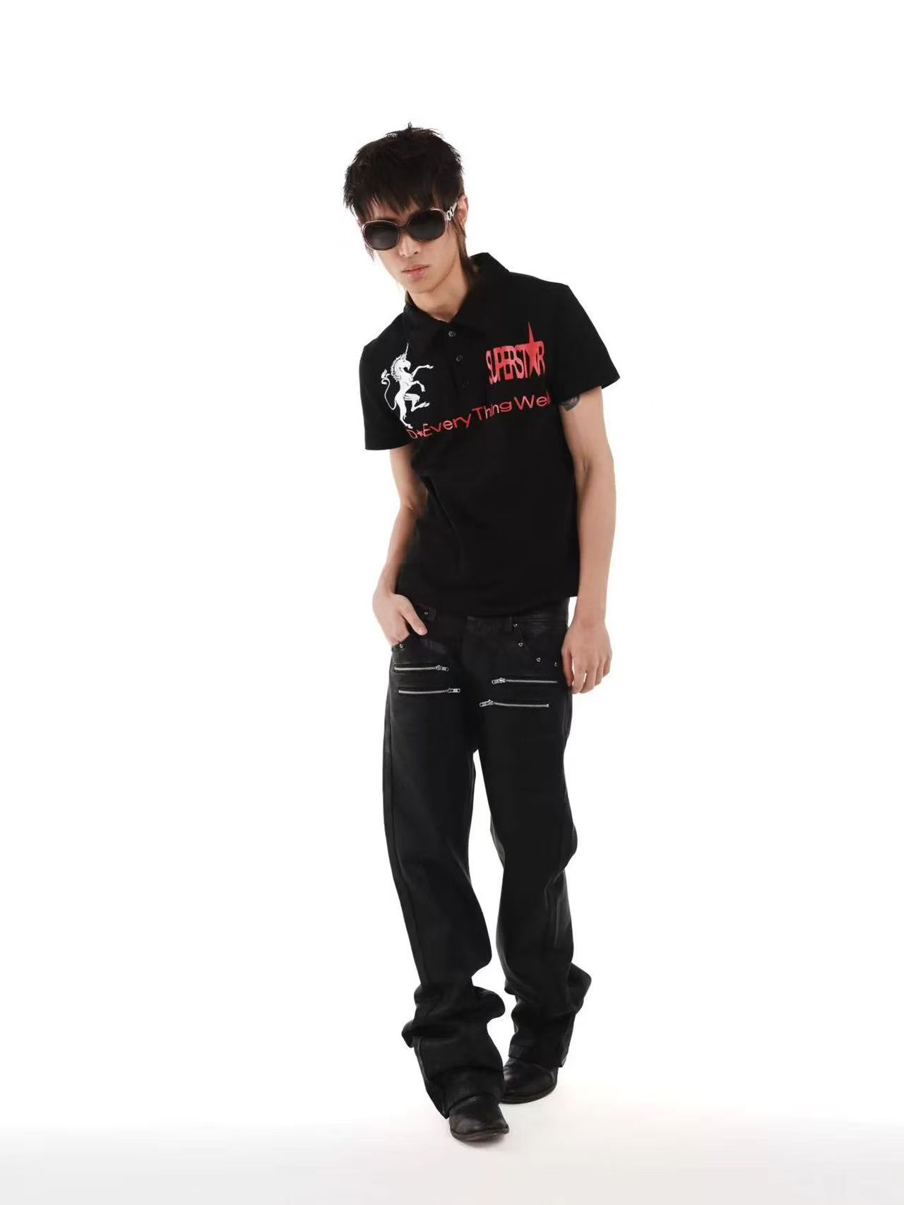 DETWONLINE™Dark Unicorn 23 Print Fitted Polo Short Sleeve
