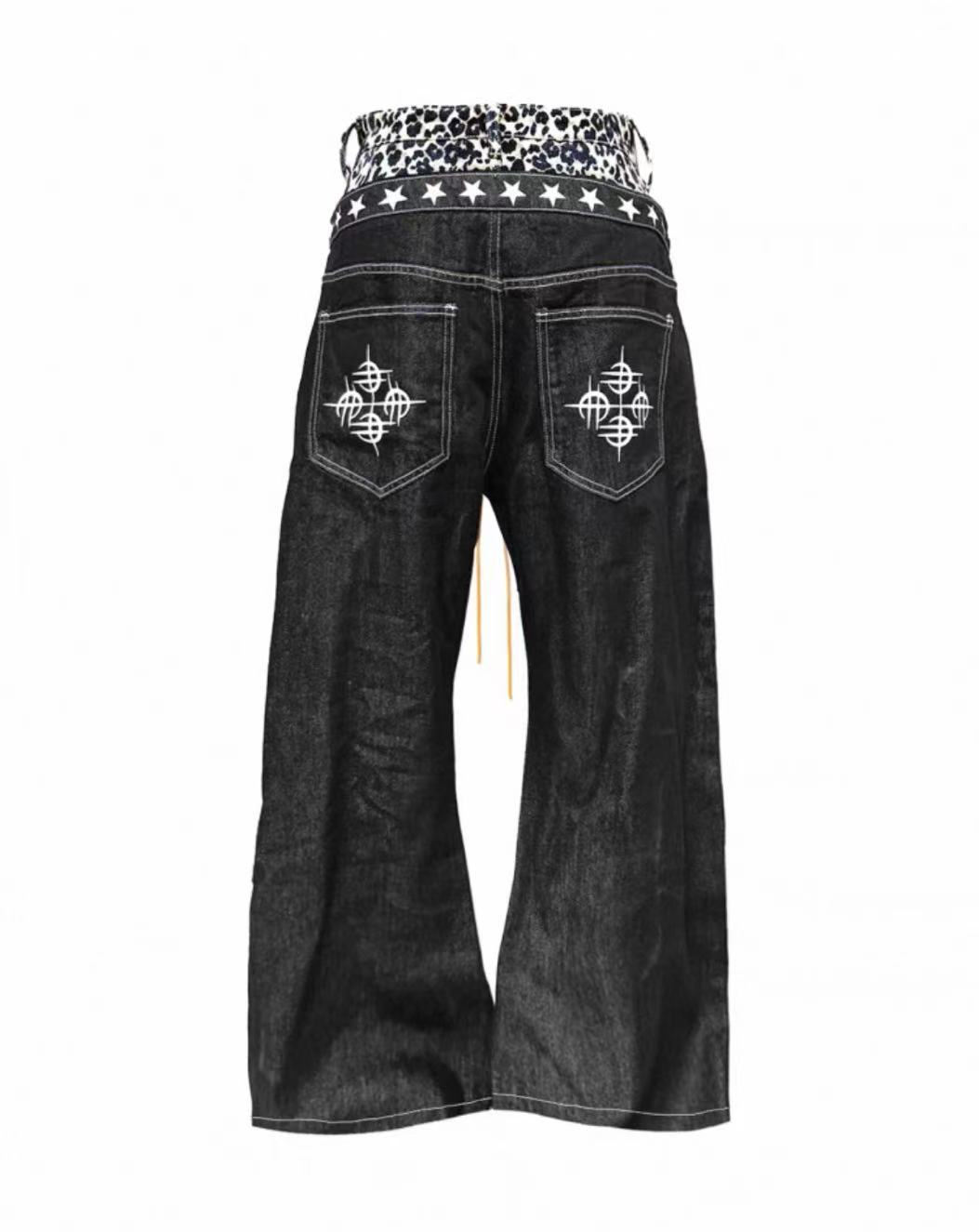 Detwonline trousers leopard print denim