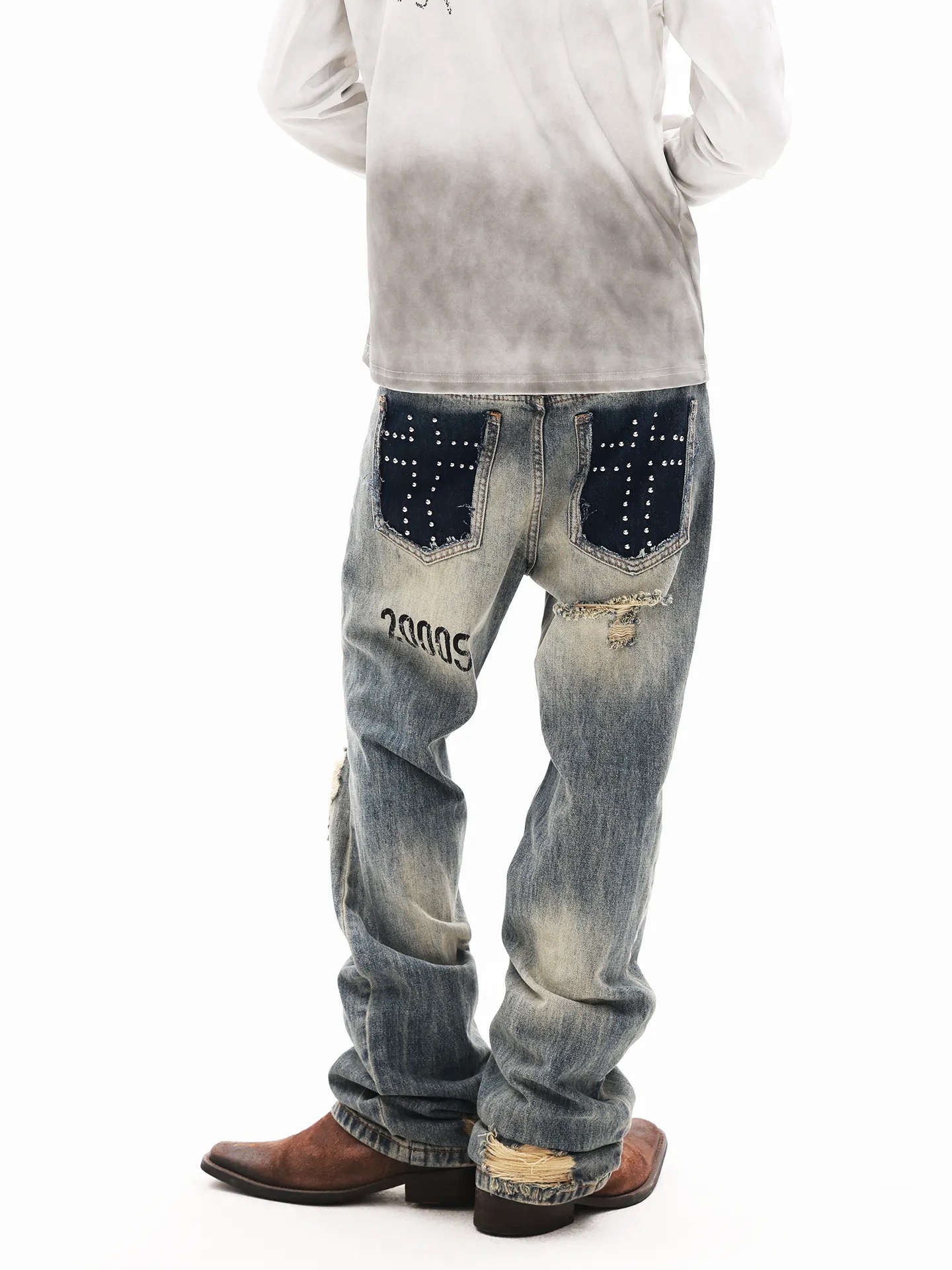 DETWONLINE™ "Cross‑Shaped Blood Stain"Jeans