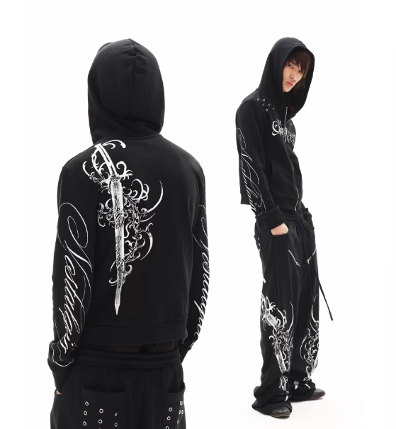 DETWONLINE™"Dark Gothic"Zip‑Up Hooded Jacket