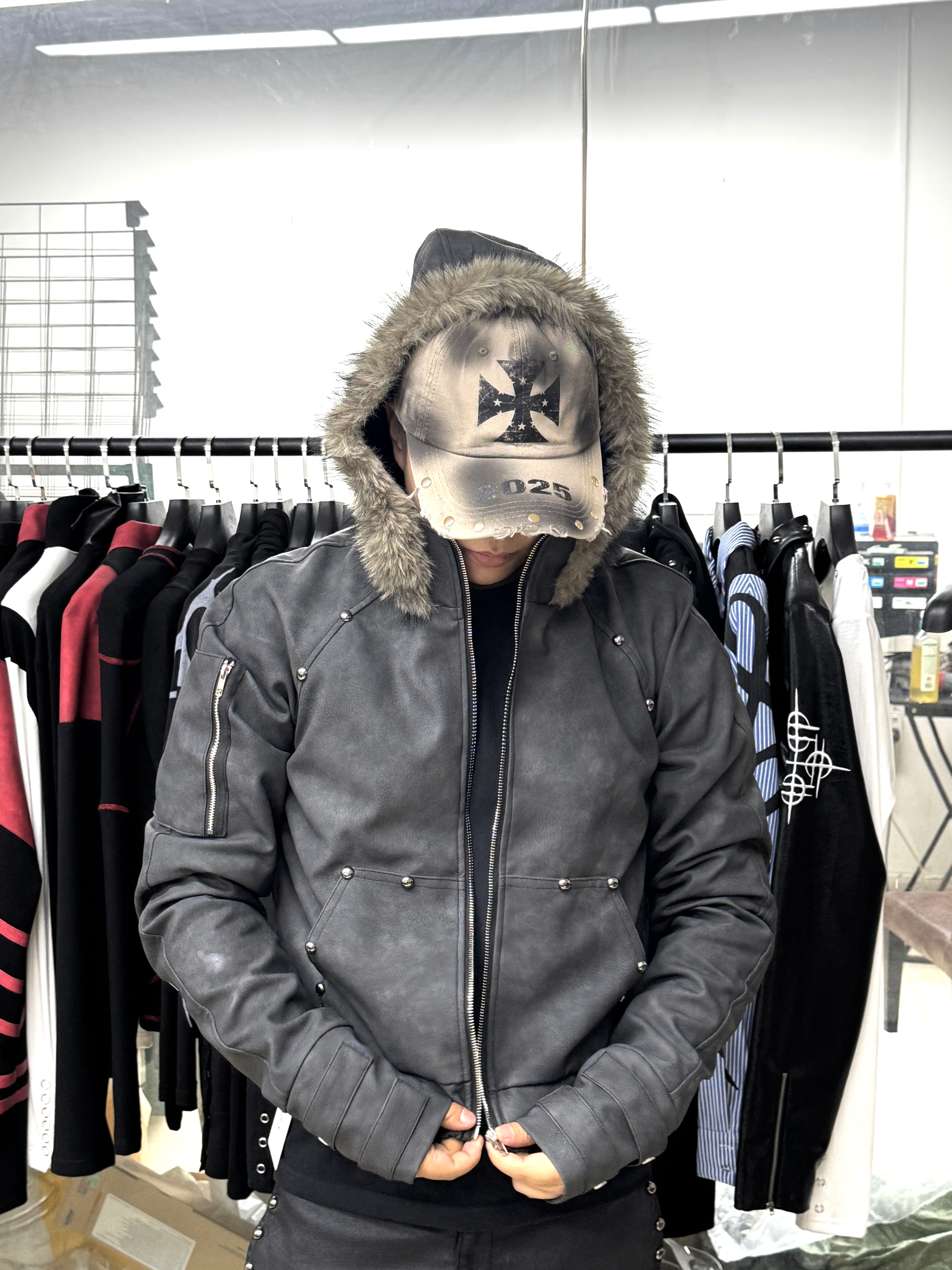 Baseball Cap with Cross Studs