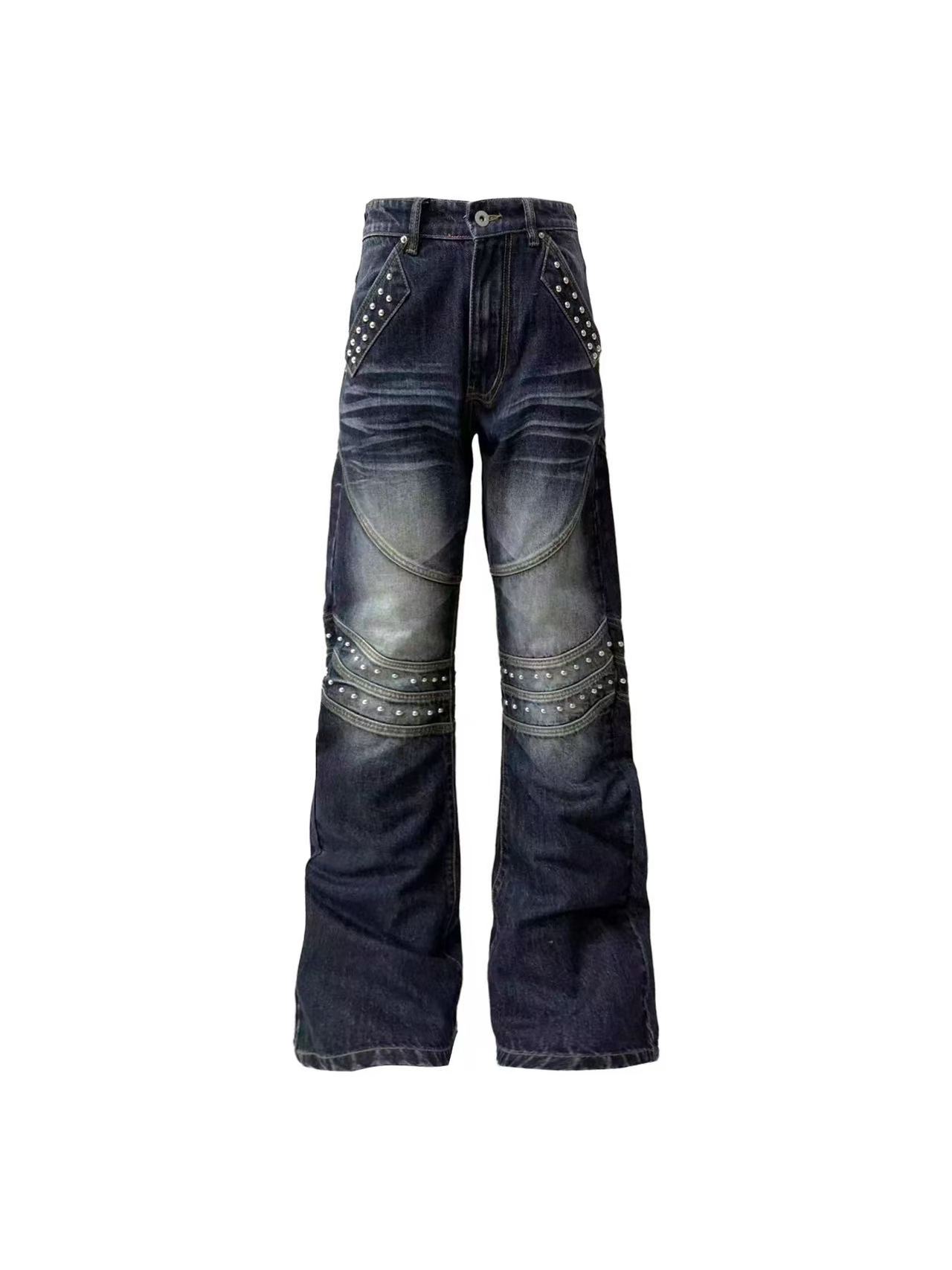 DETWONLINE™Biker Punk Rivet Vintage Washed Flared Jeans
