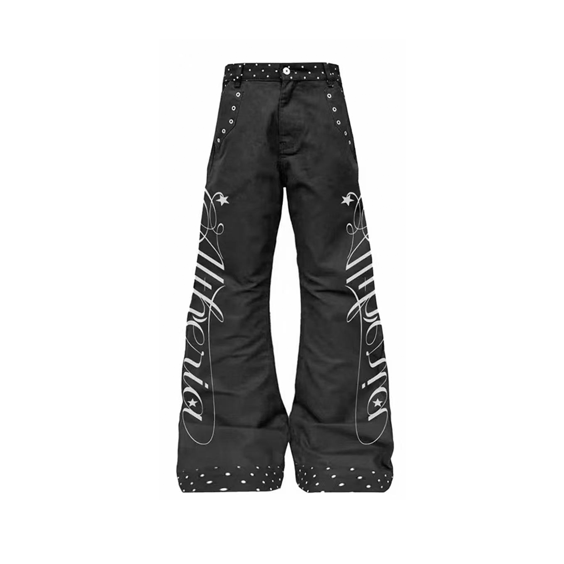 DETWONLINE™Y2K Punk Rhinestone Polka Dot Graffiti Wide Leg Jeans