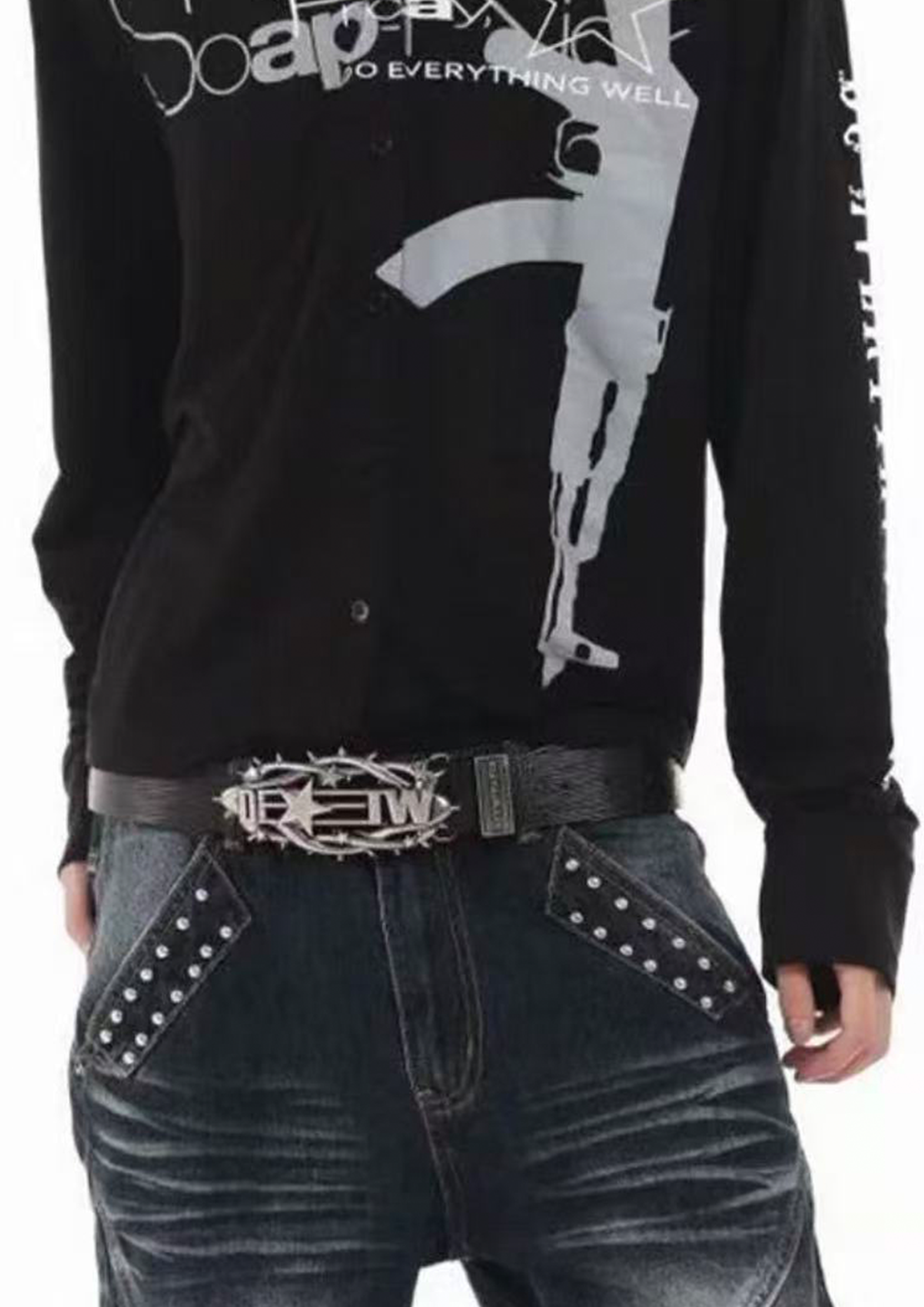 DETWONLINE™Thorn Starburst Metal Buckle Split Cowhide Belt