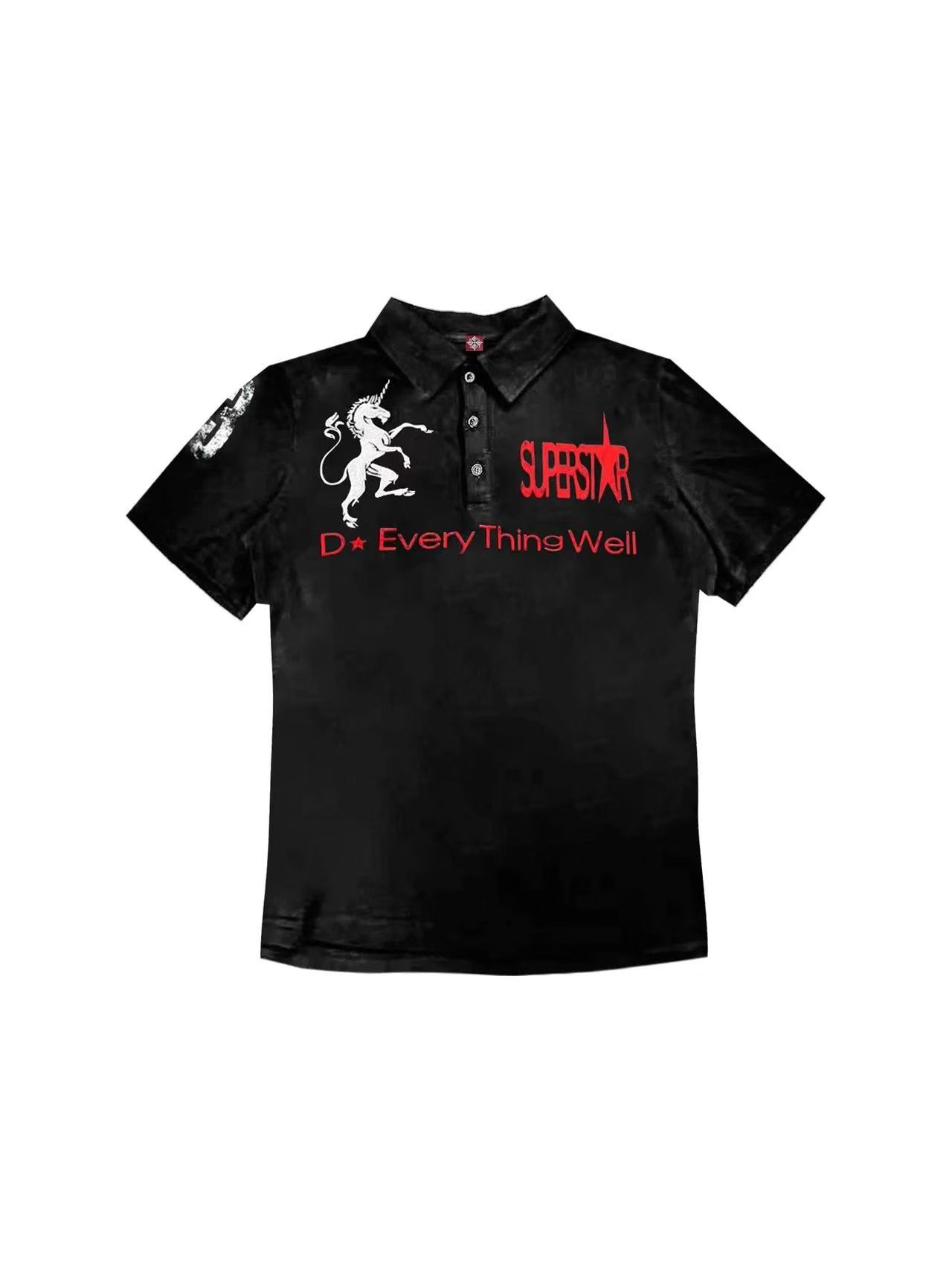 DETWONLINE™Dark Unicorn 23 Print Fitted Polo Short Sleeve