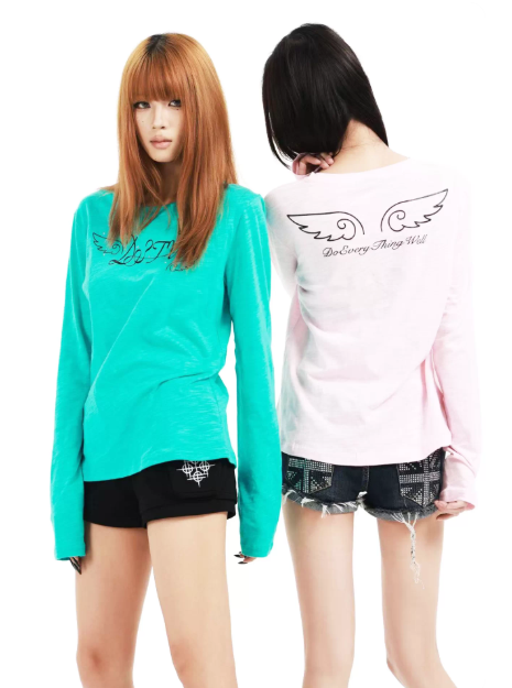 DETWONLINE™"Angel Slogan"Long‑Sleeve T‑Shirt