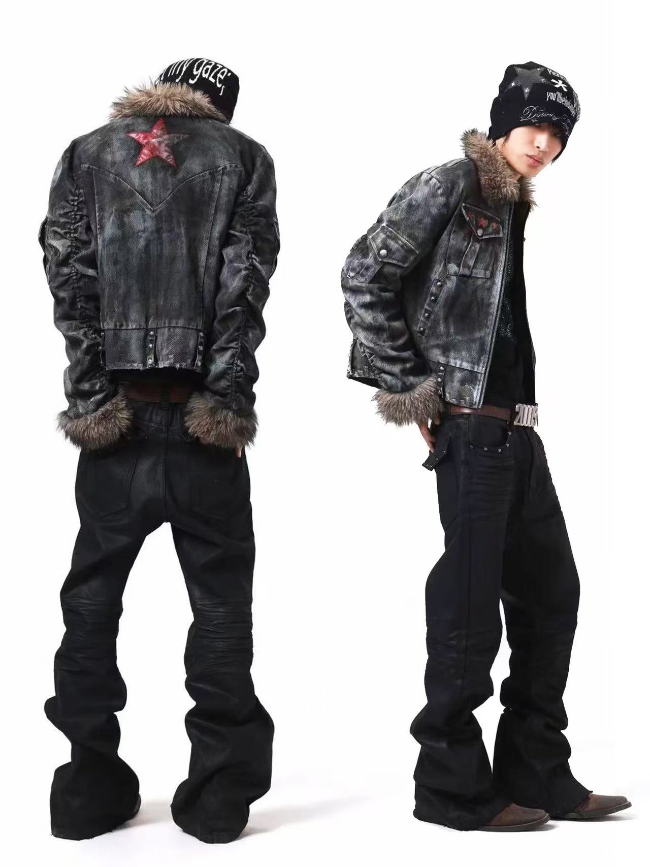 DETWONLINE™Rivet fur collar coat