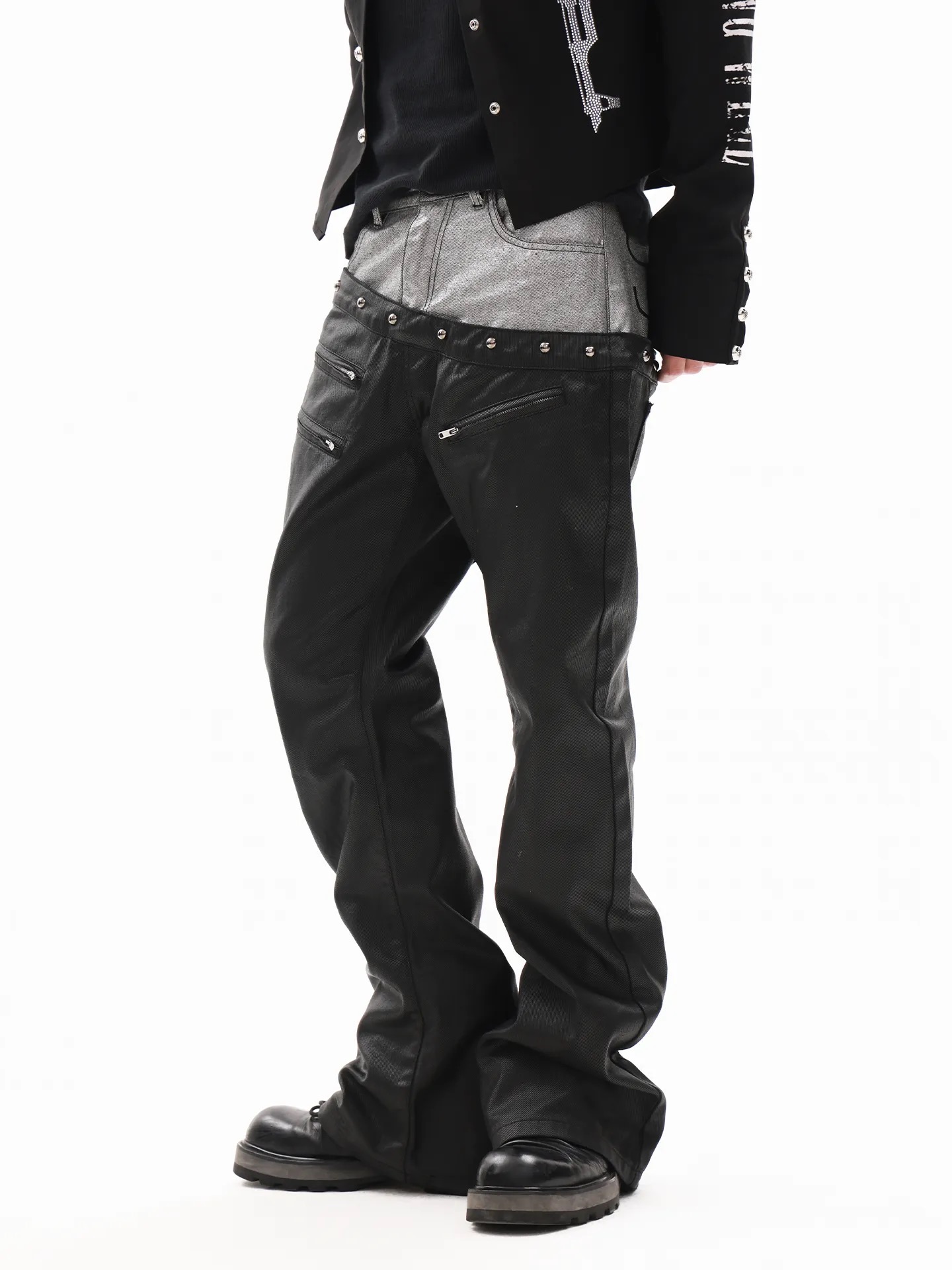 DETWONLINE™"Dark Noir"Wax‑Coated Jeans
