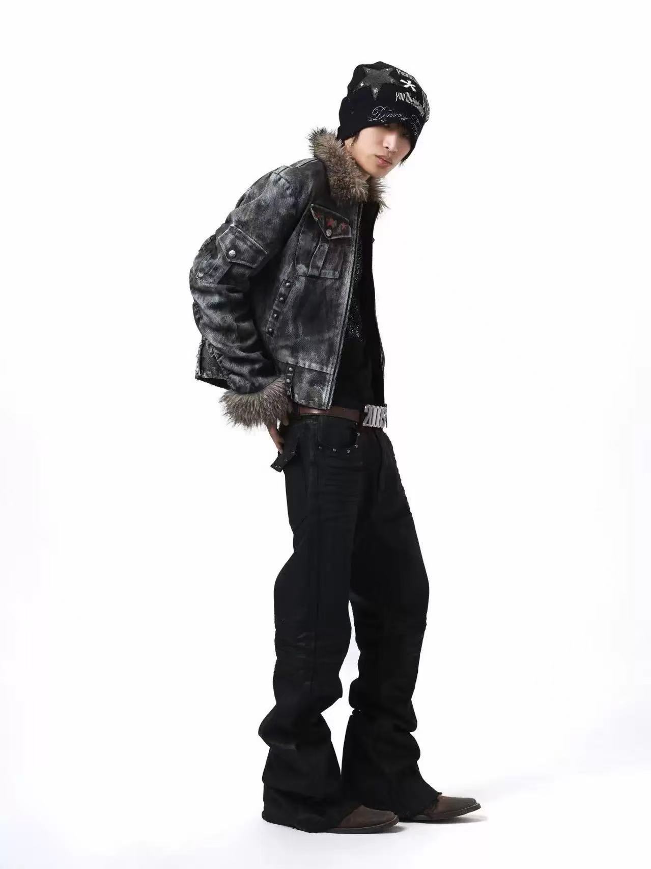 DETWONLINE™Rivet fur collar coat