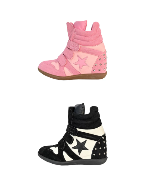 DETWONLINE™"Candy" Series Retro Y2K Cyber Colorful High Top Thick Sole Platform Wedge Sneakers, Unisex