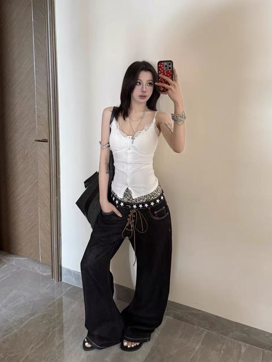 Detwonline trousers leopard print denim