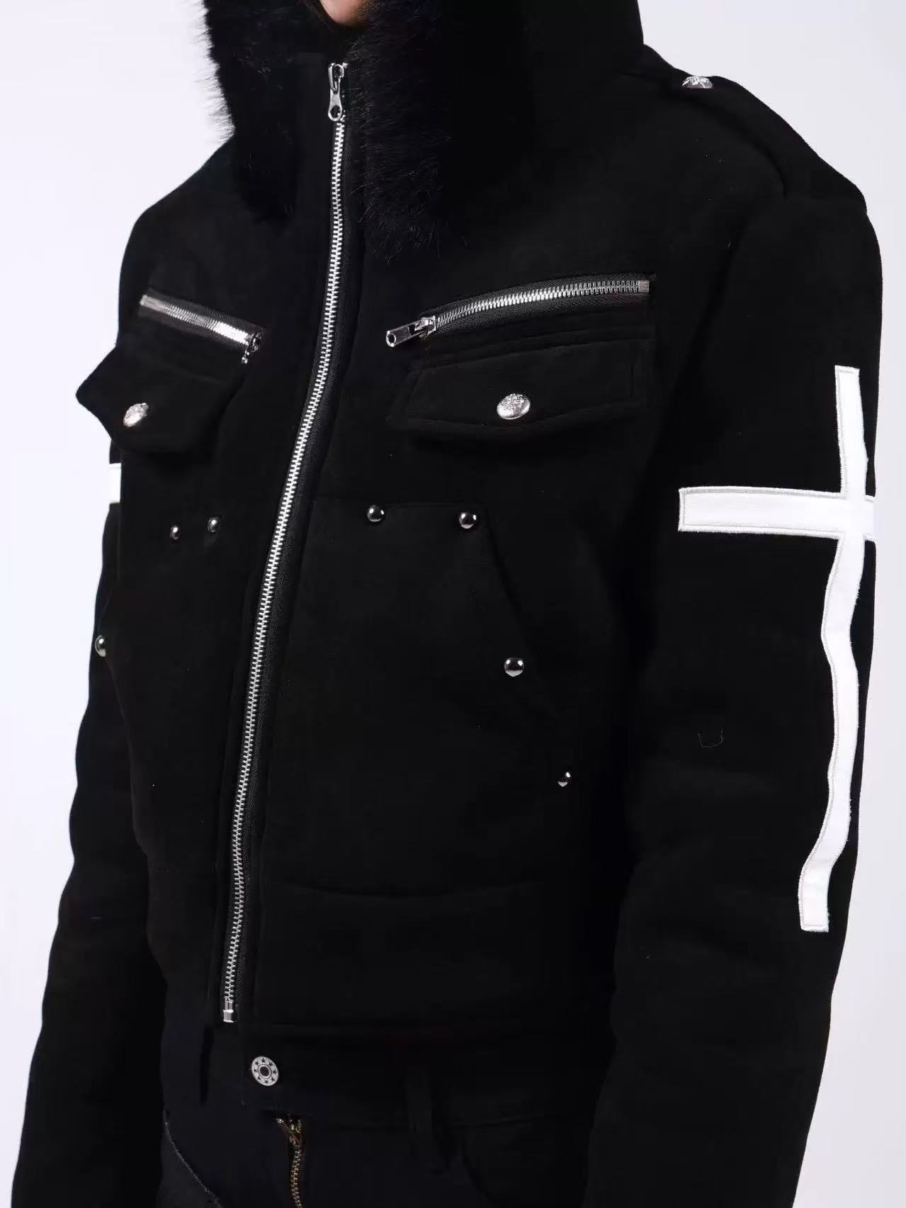 DETWONLINE™Cross-shaped suede coat