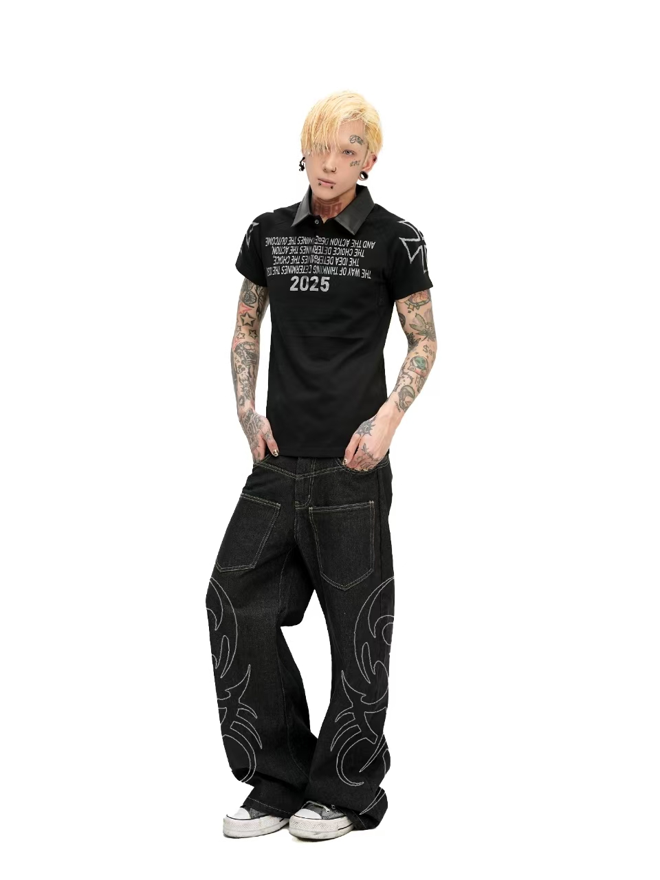 Detwonline denim jeans Snake print patchwork