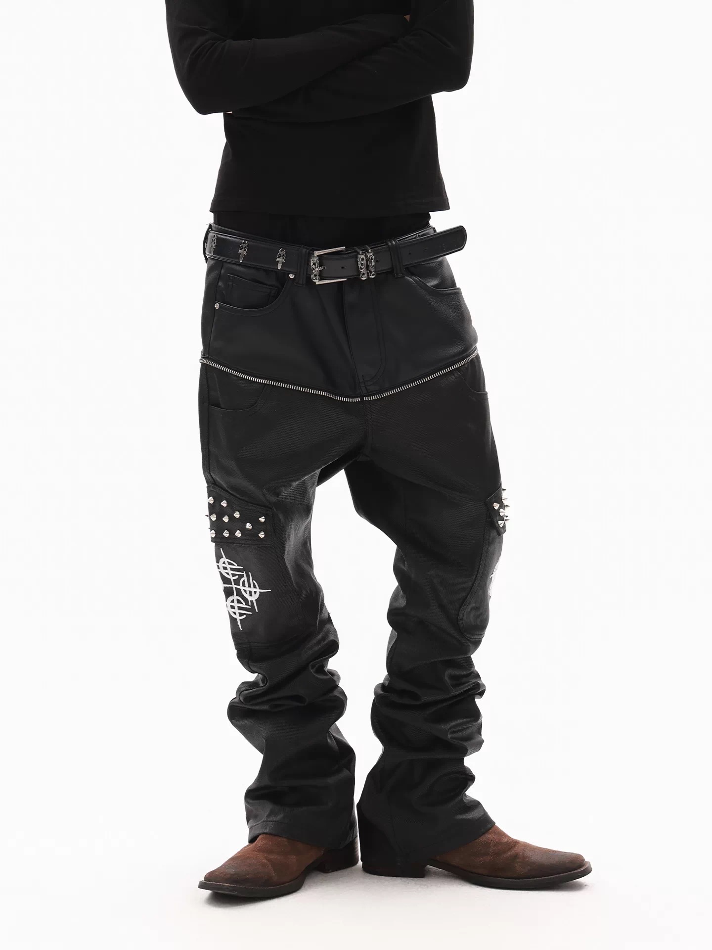 DETWONLINE™"Dark Noir"14‑oz Street Stacked Jeans