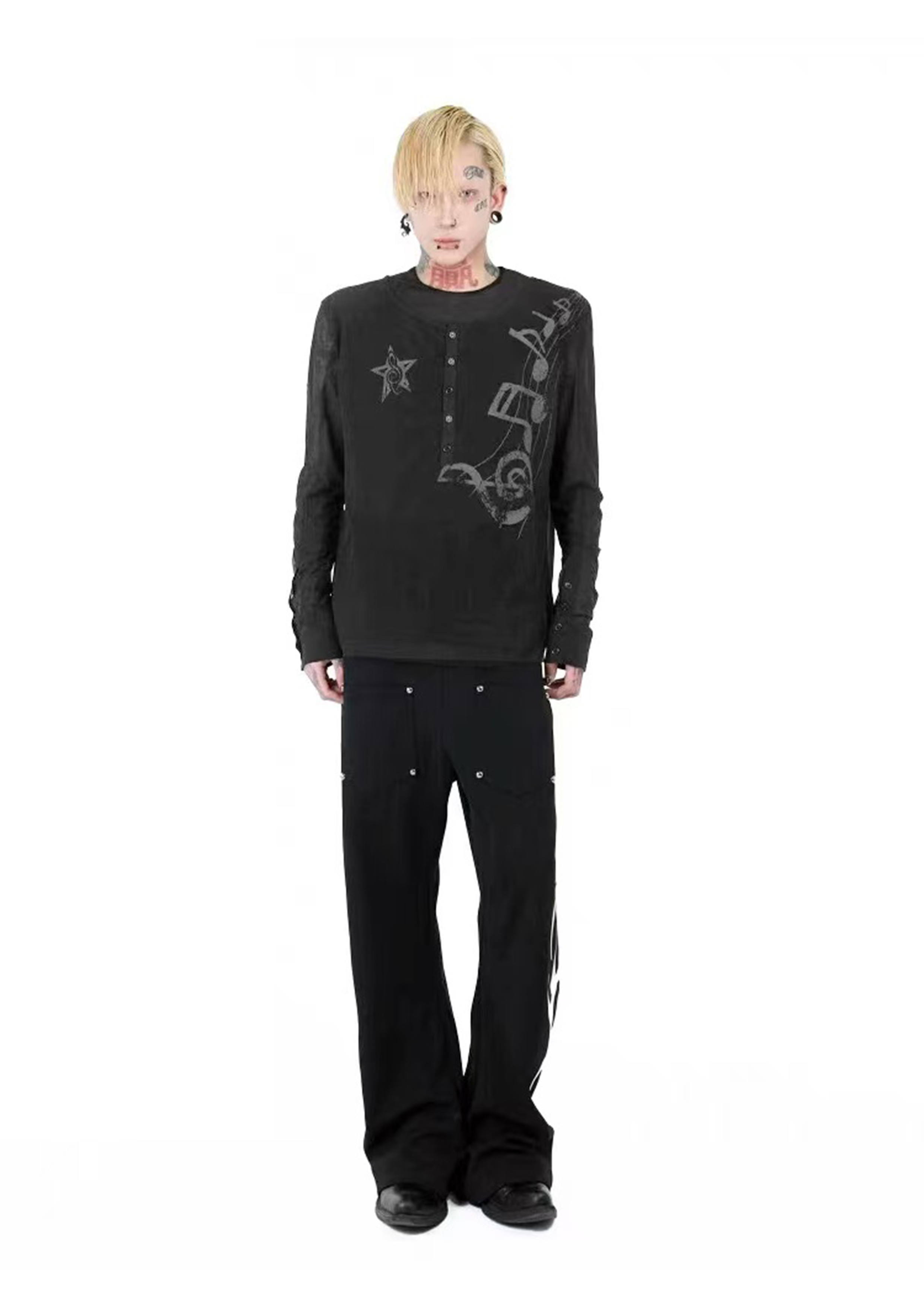 Detwonline cloth tulle  Double Layer Ribbed Mesh Round Neck Long Sleeve