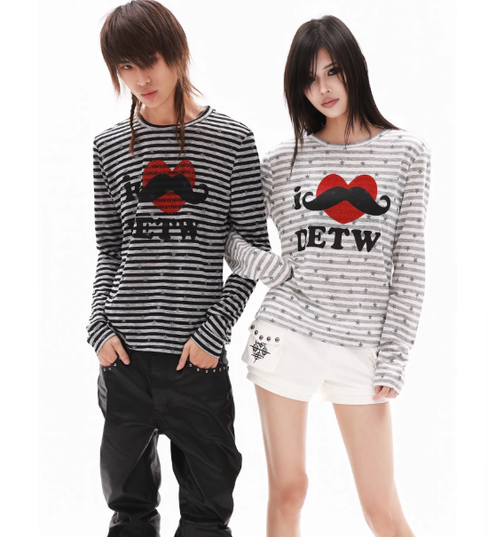 DETWONLINE™"I LOVE Mustache"Long‑Sleeve Tee